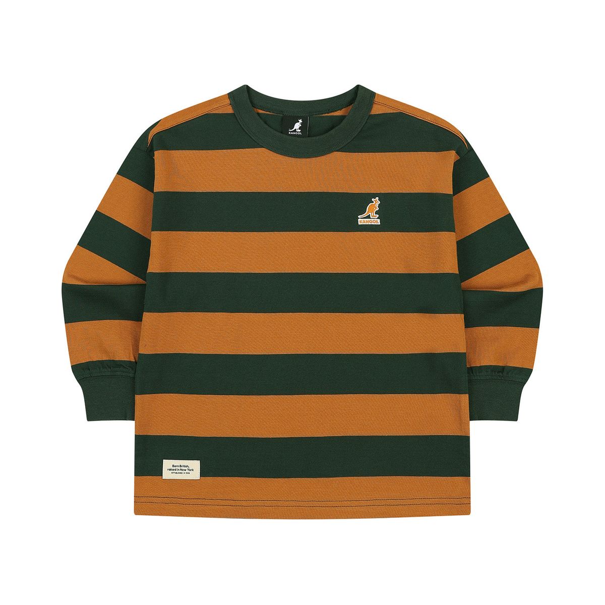 캉골키즈(KANGOL KIDS) 로고 포인트 보더 스트라이프 티셔츠 SC 0110 오렌지