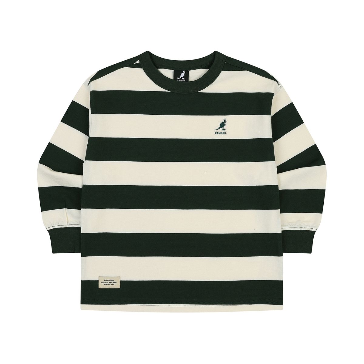 캉골키즈(KANGOL KIDS) 로고 포인트 보더 스트라이프 티셔츠 SC 0110 그린