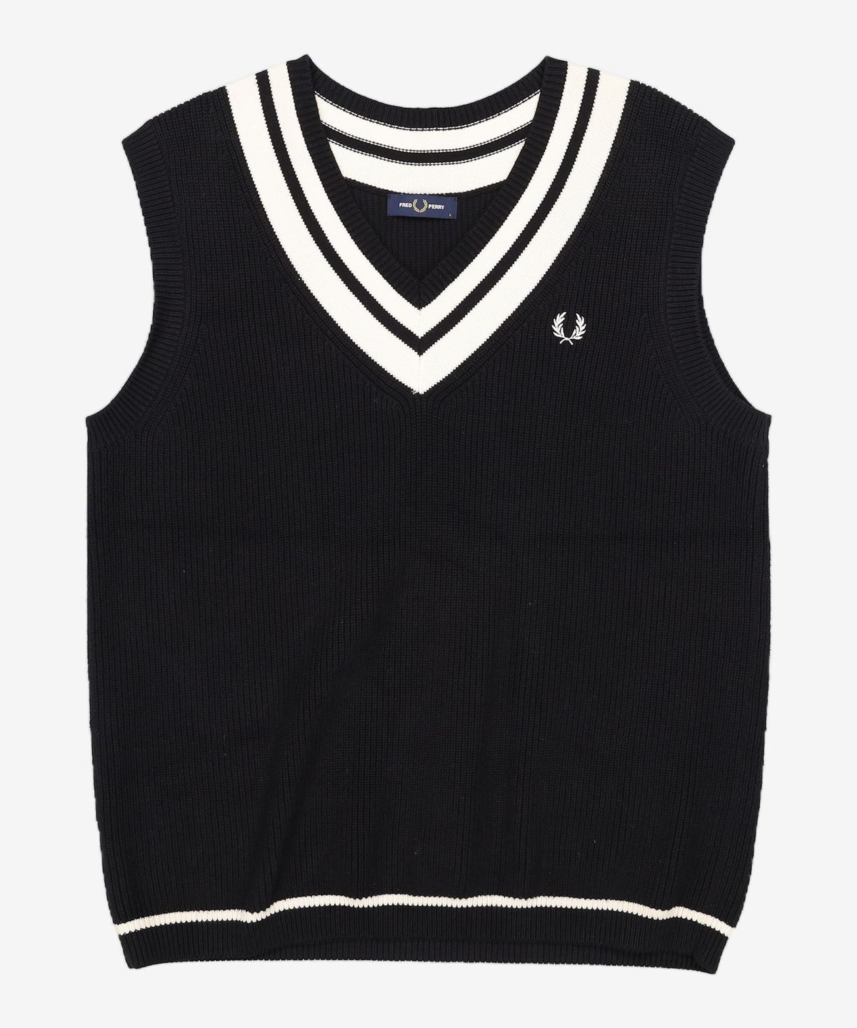 프레드페리(FRED PERRY) [Sharp] 스트라이프 헴 브이넥 베스트(102) AFPM231K540-102 L