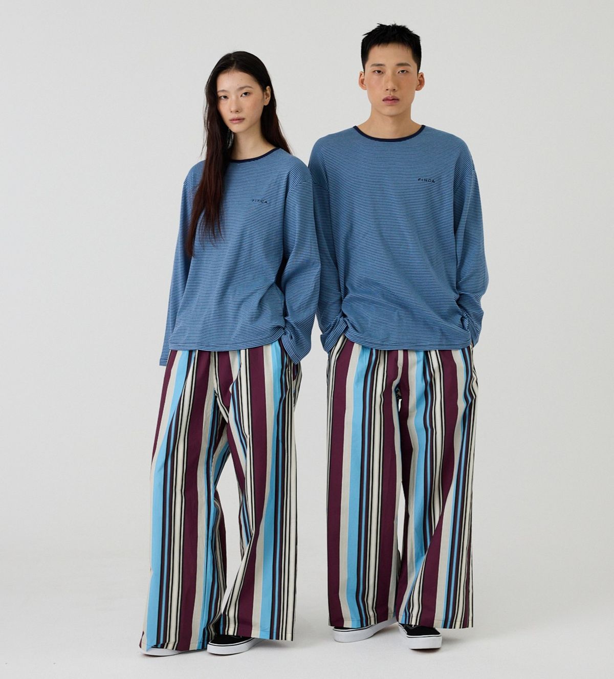 핀카(FINCA) BL 트윈 홈웨어 파자마 셋업_블루&블루와인 2Sizes