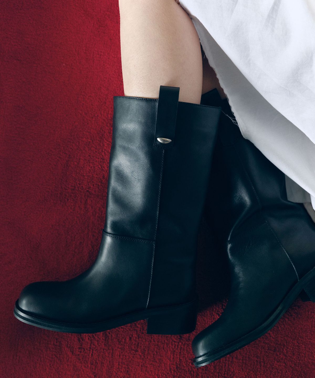 질스튜어트액세서리(JILLSTUART ACC) [NOUVEL] 누벨 블랙 소가죽 미들부츠 (27cm)