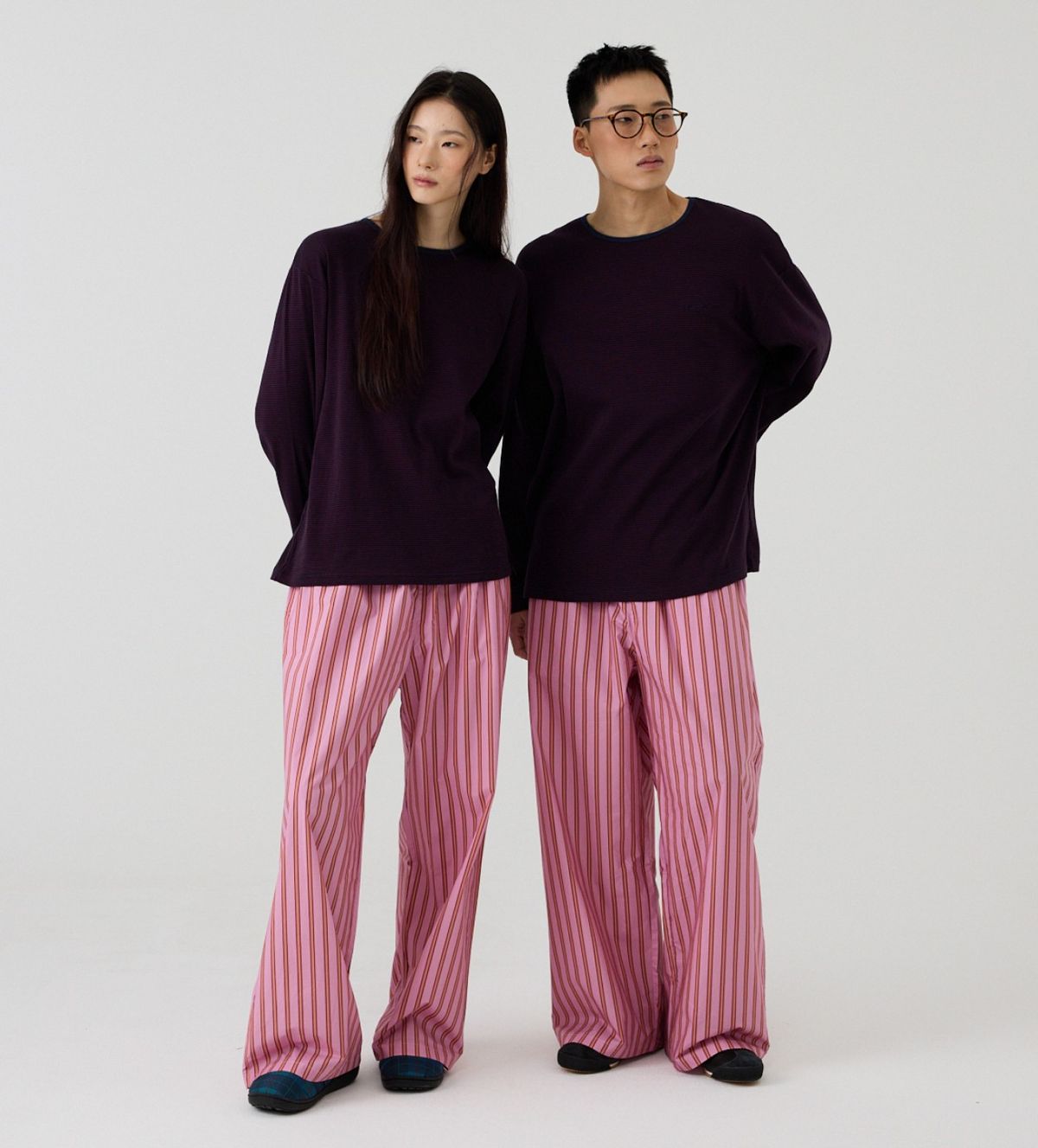 핀카(FINCA) RE&PK 트윈 홈웨어 파자마 셋업_버건디&핑크 2Sizes