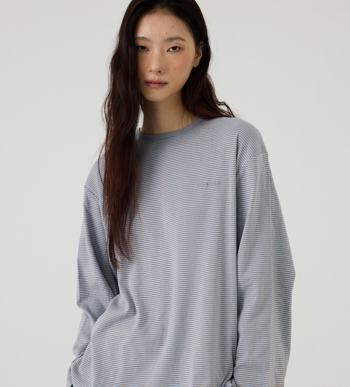 핀카(FINCA) GR 트윈 슬리브 티셔츠_민트 그레이 스트라이프 2Sizes