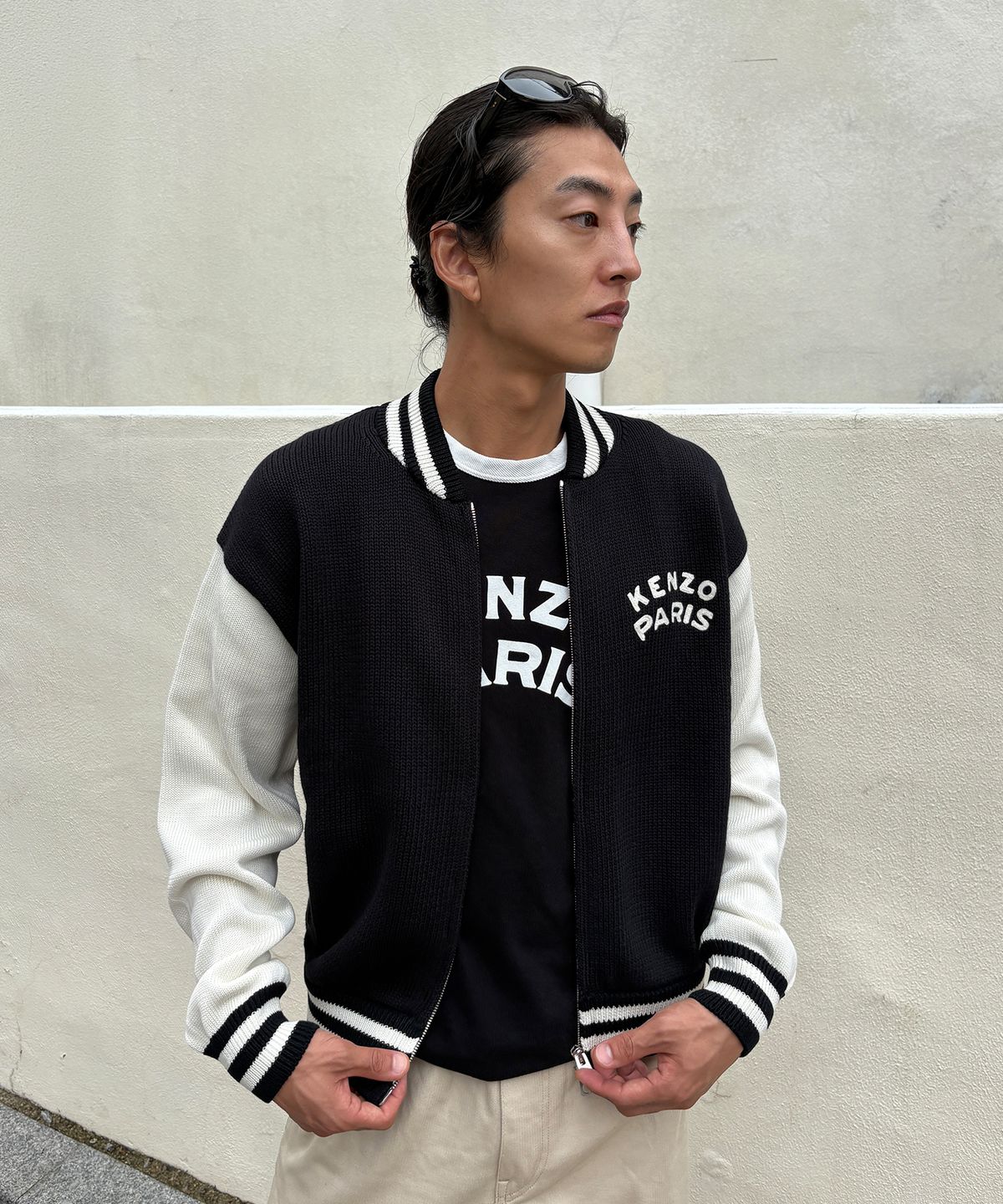 겐조(KENZO) 남성 프리 컬렉션 겐조 파리 엠블럼 집 업 가디건_ K263AMG101BKX