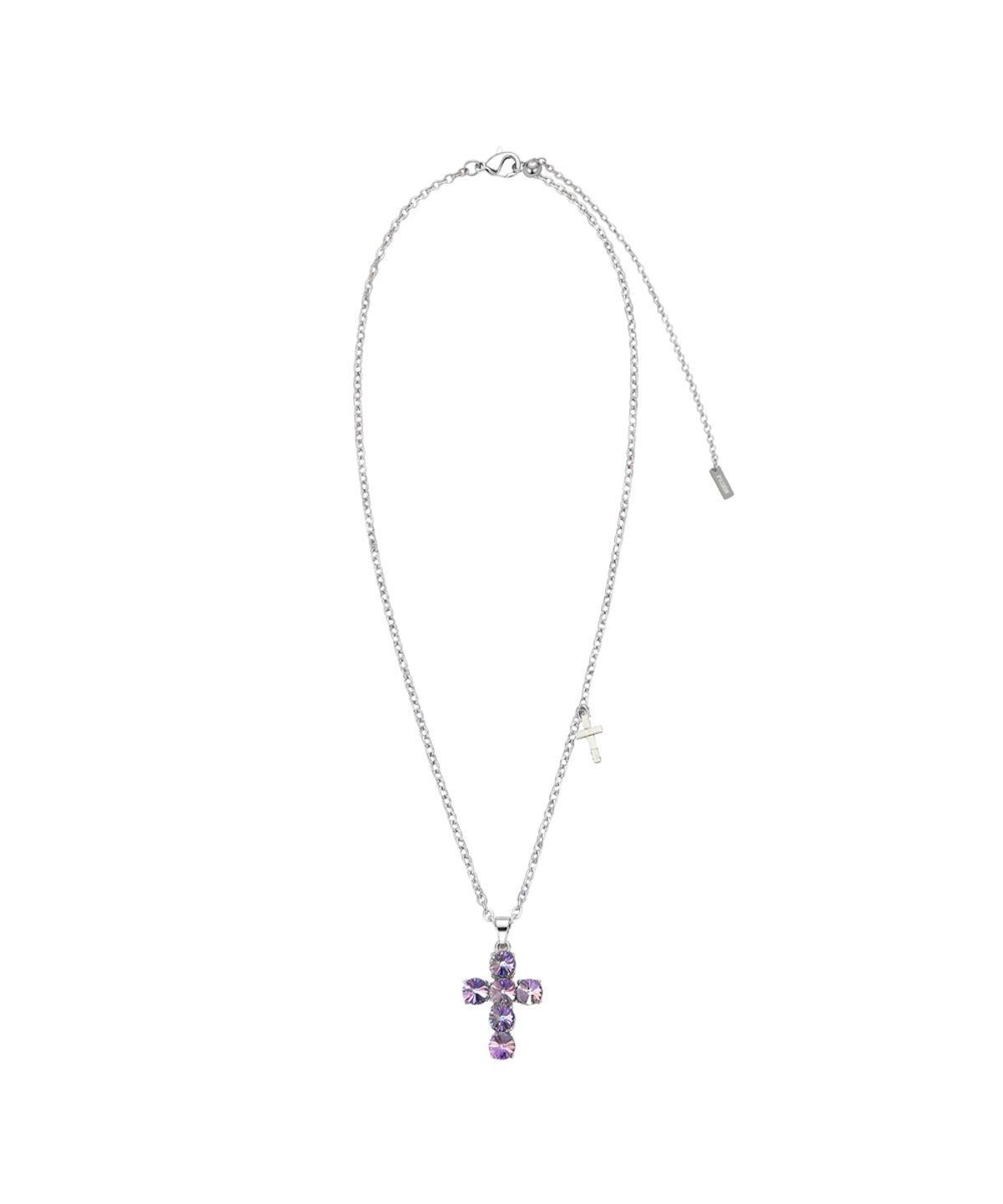 파시온(PASION) 크리스탈 크로스 슬라이드 목걸이_퍼플 Crystal Cross Slide Necklace_Purple