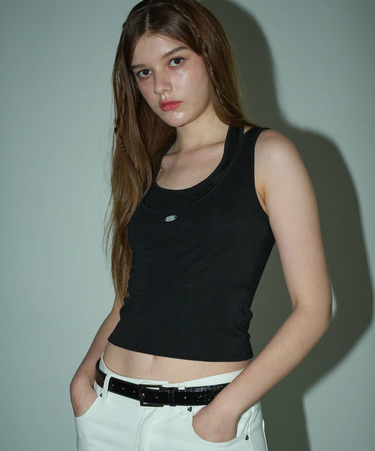 림닉(REEMNIK) MUTE LAYERED  TANK TOP [BLACK]