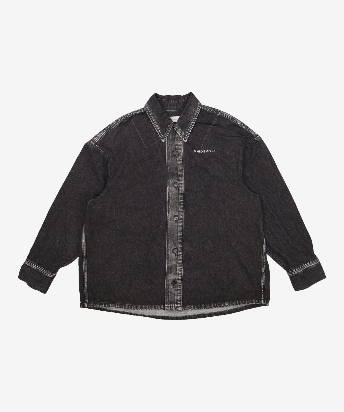 메종미네드(MAISON MINED) GREY POINTED DENIM SHIRTS S