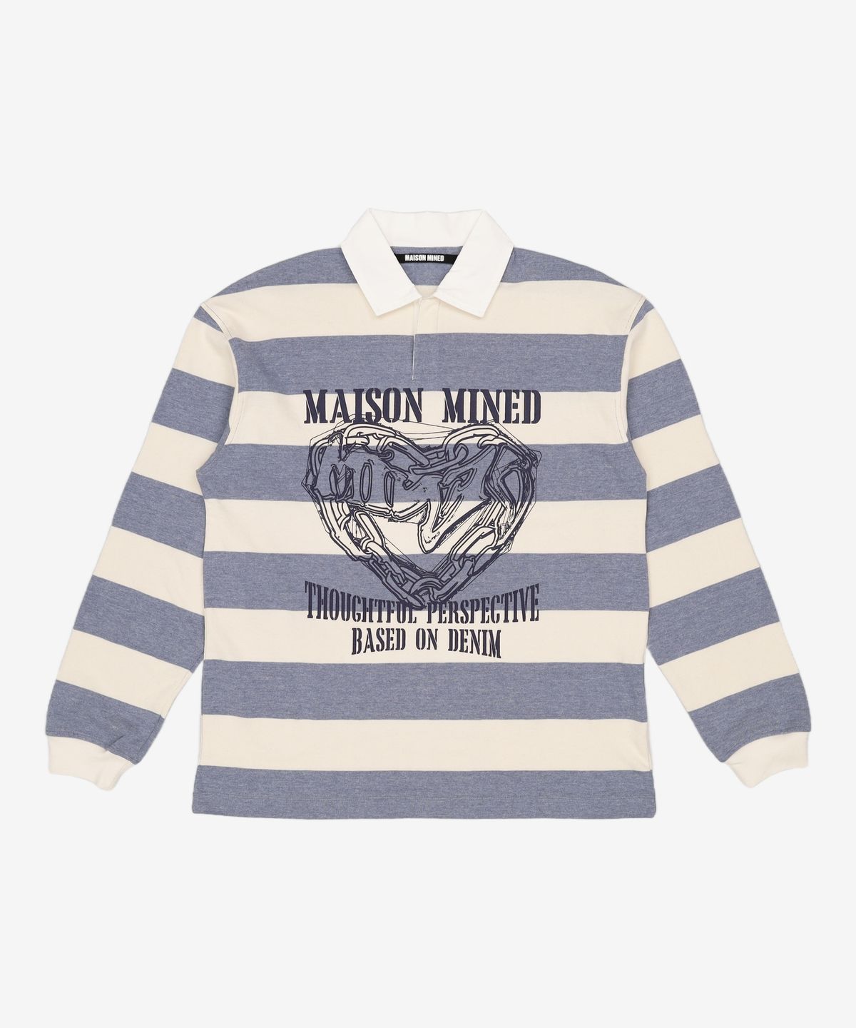 메종미네드(MAISON MINED) DOODLE HEART RUGBY T SHIRT SKY BLUE S