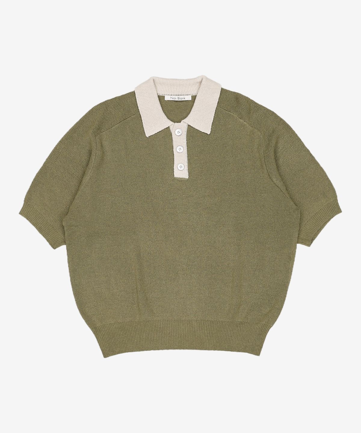 넌블랭크(NONBLANK) 래글런 하프 슬리브 칼라 니트_DEEP GREEN L