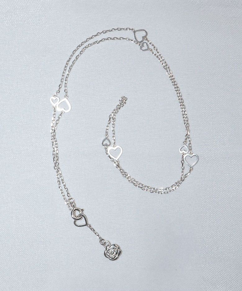 lovely rose. long heart chain necklace