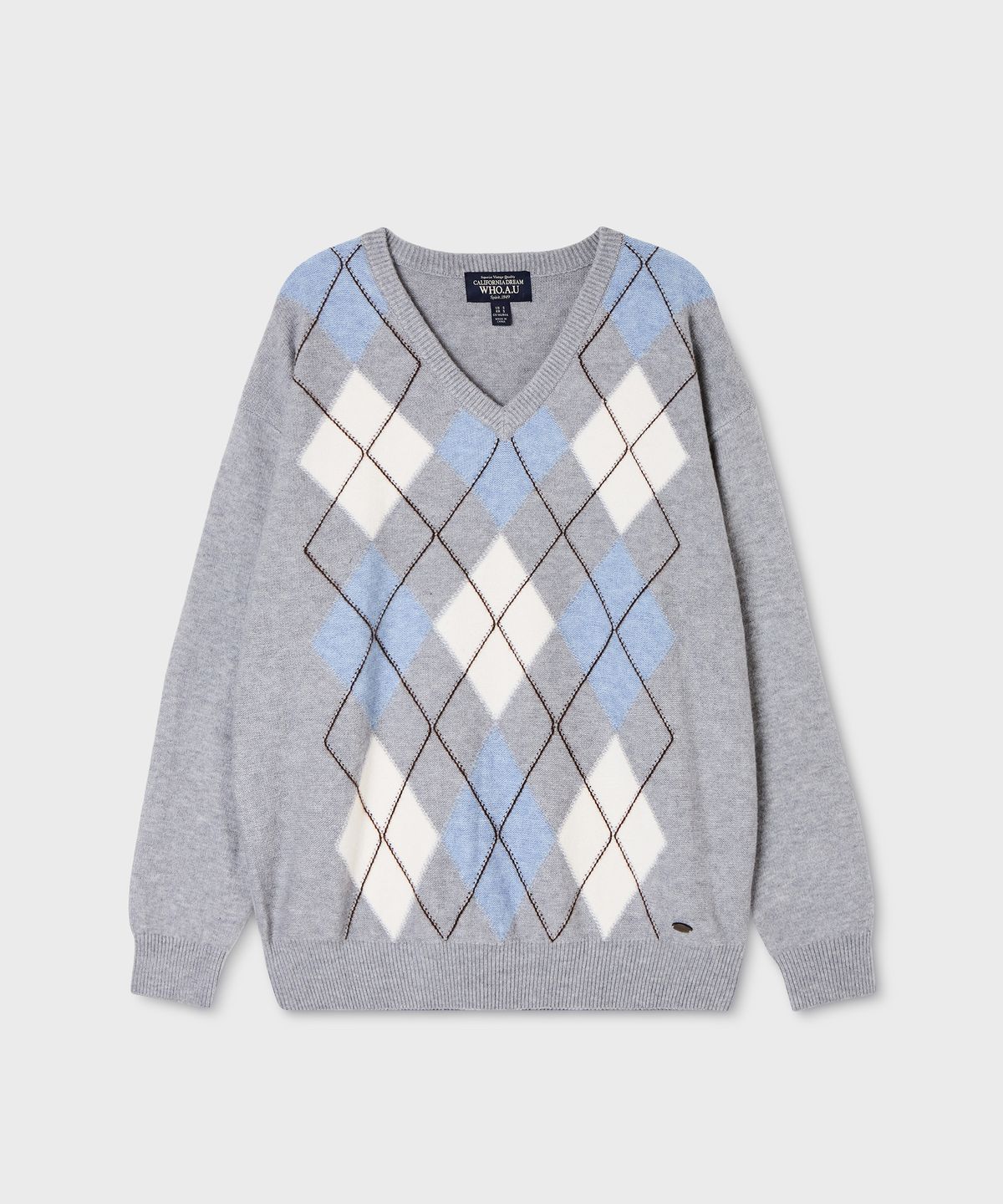 후아유(WHO.A.U) V-neck Argyle Pullover / WHKAG4823F