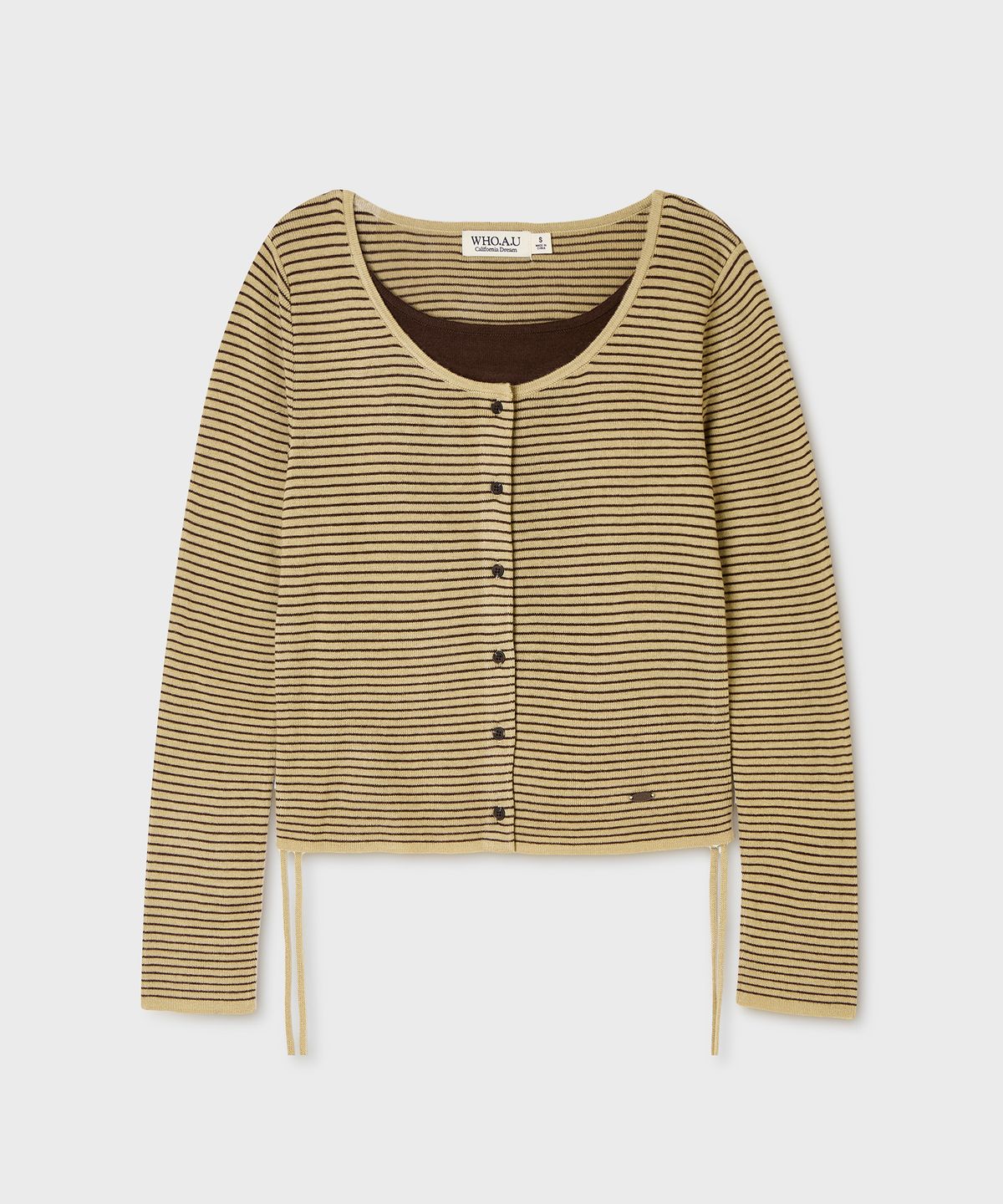 후아유(WHO.A.U) Layered Stripe Cardigan / WHCKG4841F