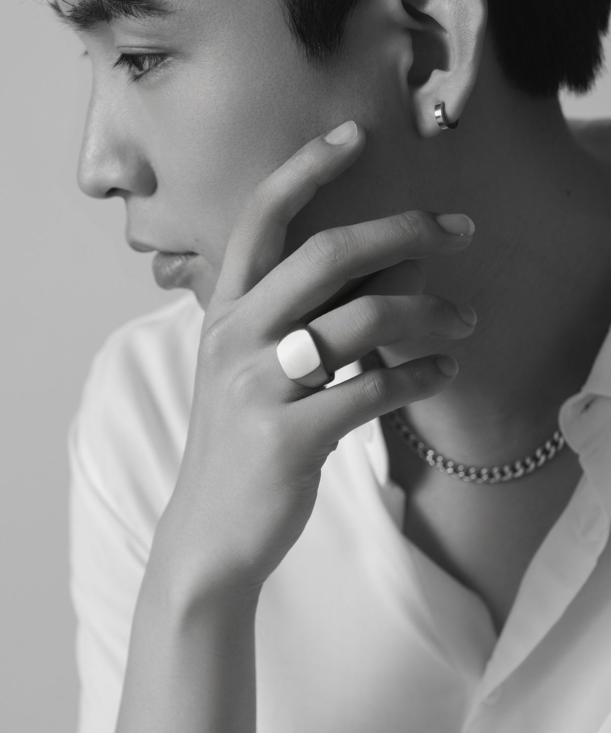 노비스도쿄(NOVICE TOKYO) 빈티지 스퀘어 시그넷 반지 Vintage Square Signet Ring [Stainless]