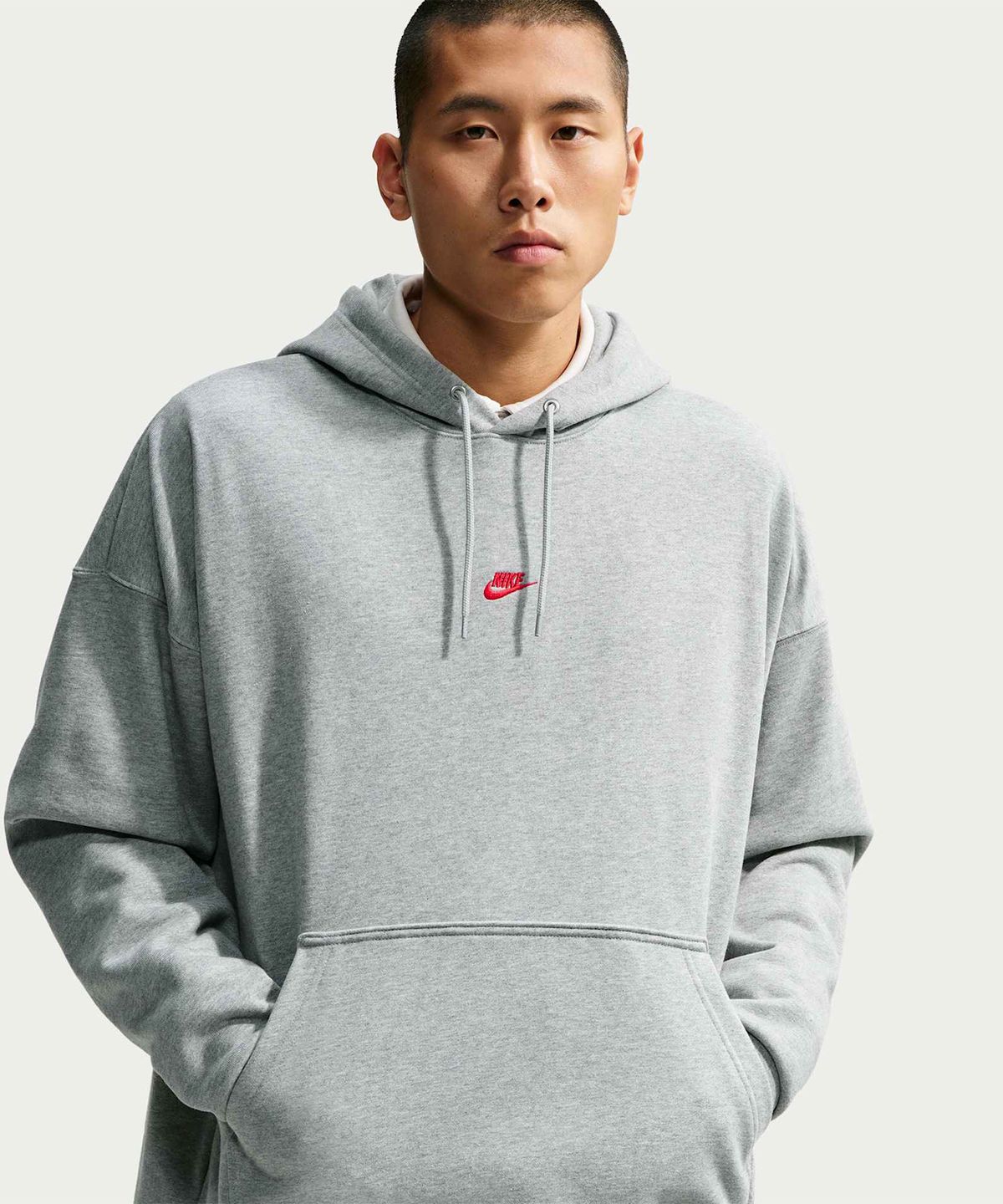 나이키(NIKE) 스포츠웨어 클럽 오버사이즈 프렌치 테리 풀오버 후디 M - 다크 그레이 헤더:라이트 스모크 그레이:유니버시티 레드 / IF0746-064
