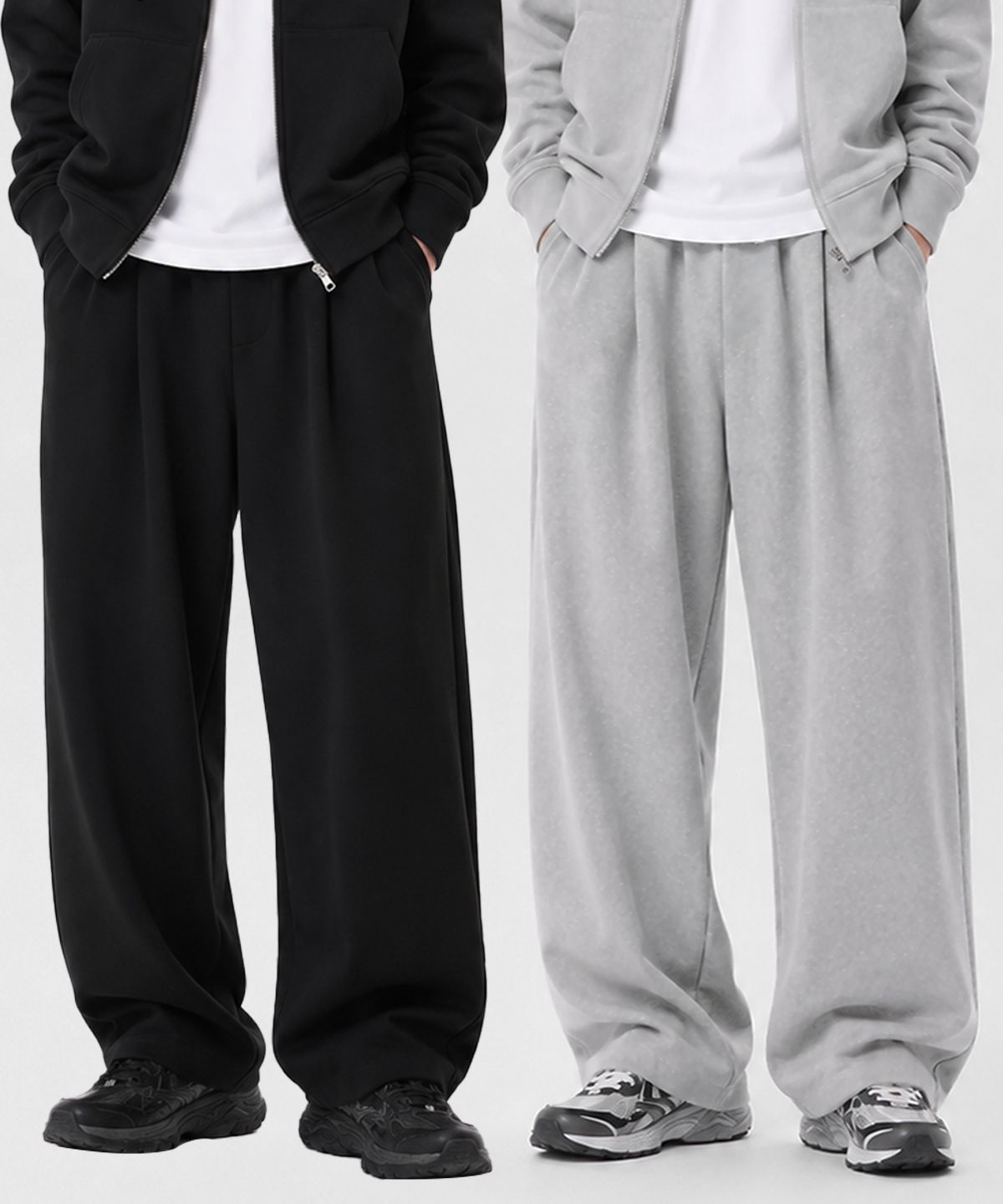 포더핏(FOR THE FIT) 핀턱 와이드 스웨트 팬츠 _2color