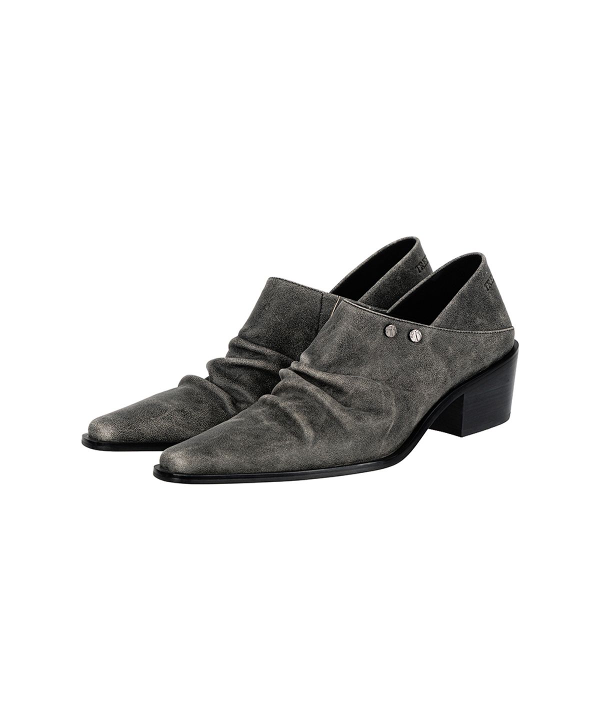트리밍버드(TREEMINGBIRD) Ruched Leather Babouche [ Gray ]