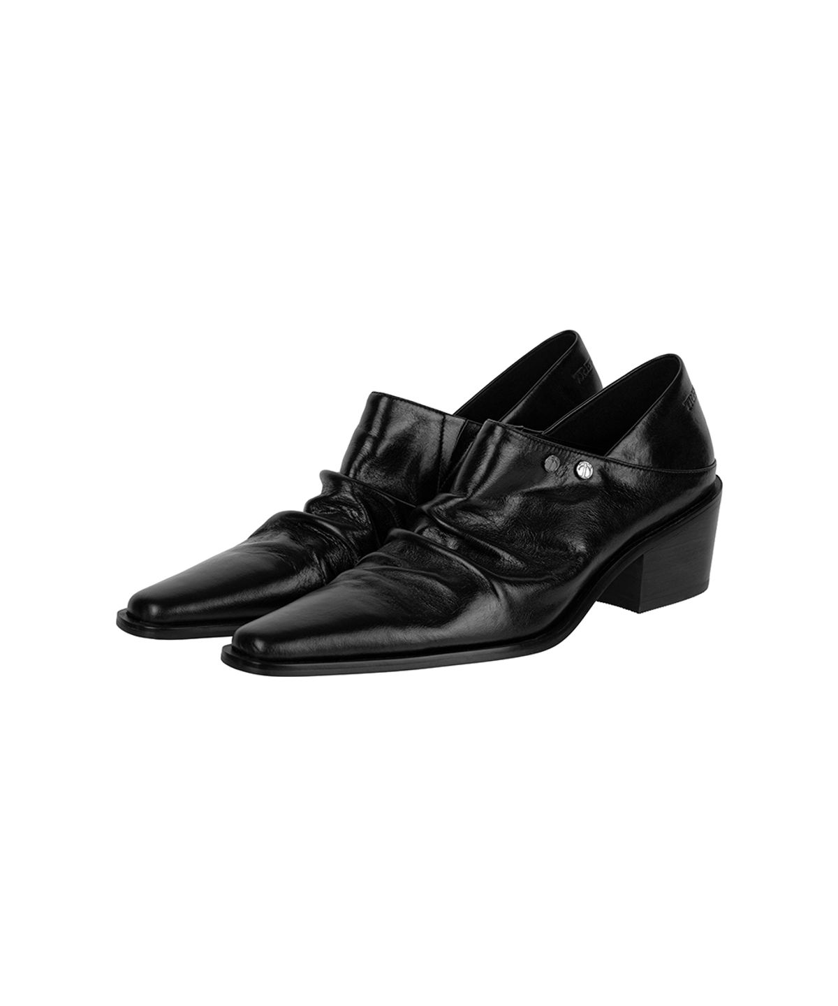 트리밍버드(TREEMINGBIRD) Ruched Leather Babouche [ Black ]