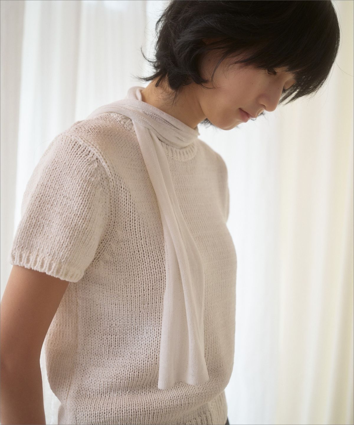 망고매니플리즈(MANGO MANY PLEASE) BAIA LINEN SCARF_WHITE