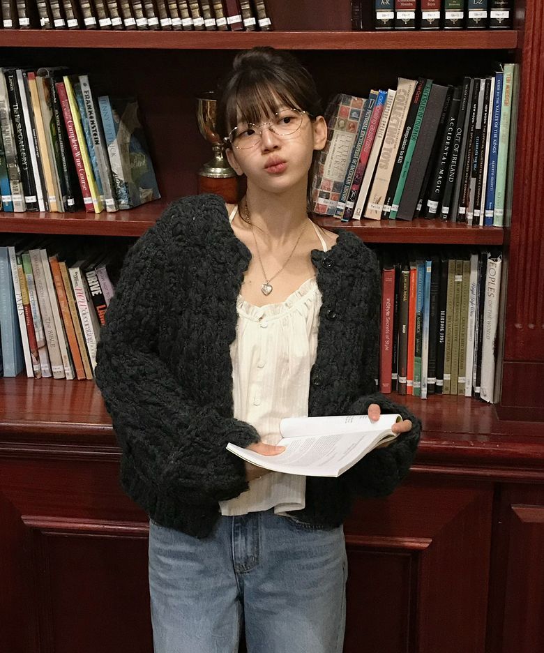 Winnie Handcrafted Cardigan_Charcoal