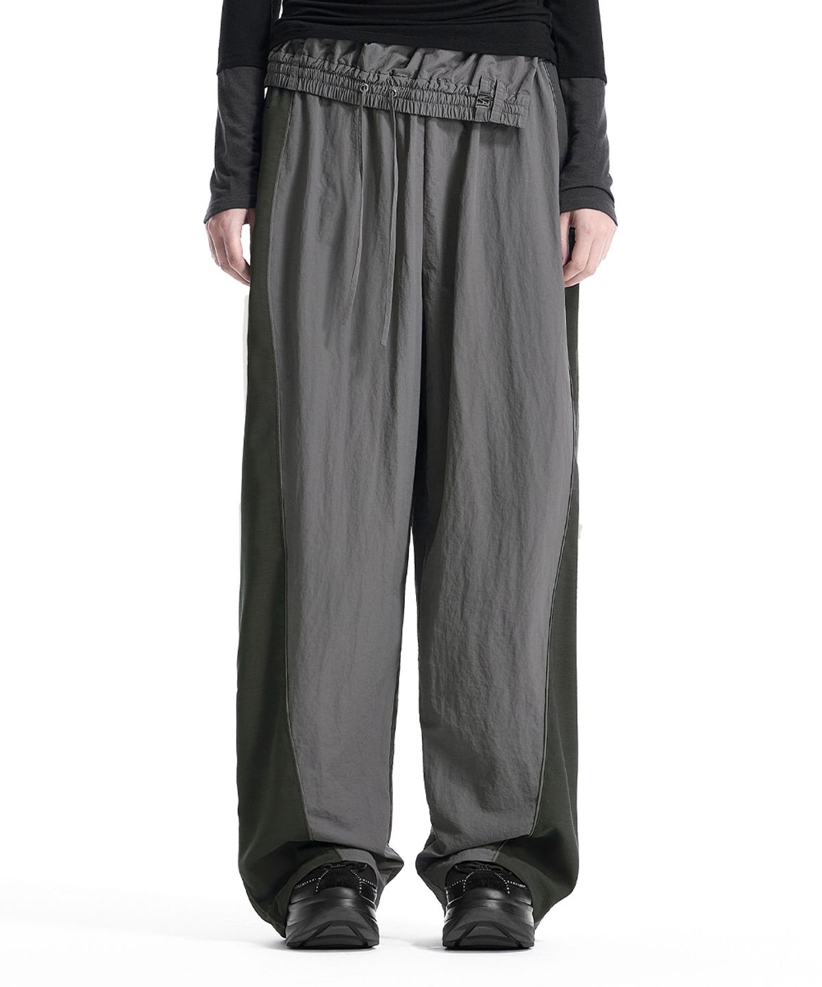 트리밍버드(TREEMINGBIRD) Linear Contrast Track Set-Up Pants [ Gray ]