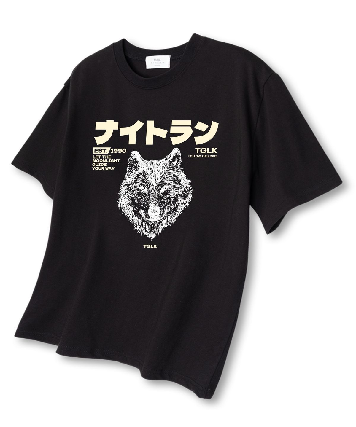 티글레이크(TI.GLAKE) 컬러아이울프 오버핏 반팔 티셔츠 블랙