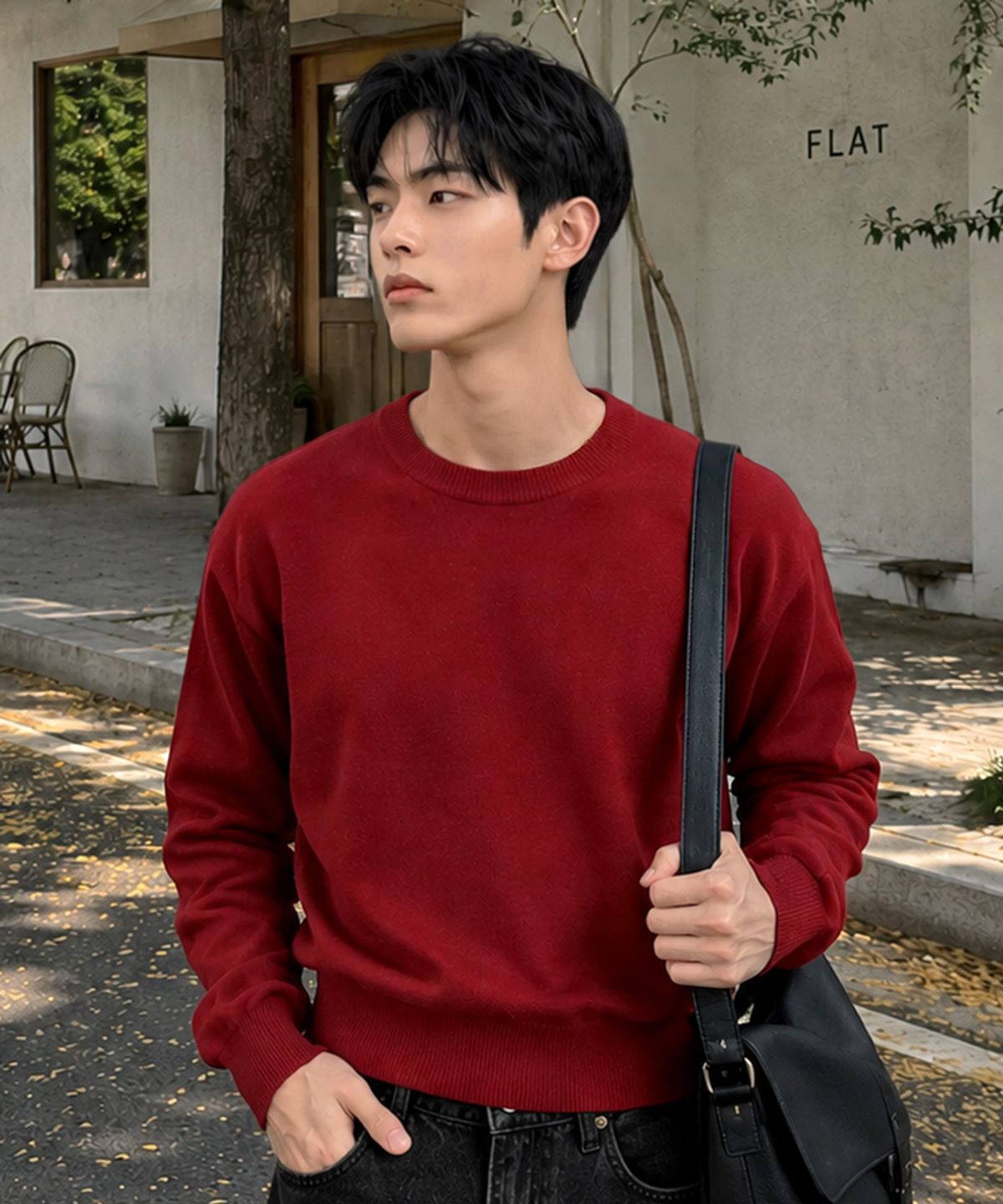 엑스오엑스(XOX) 에센셜 라운드 크롭 니트[RED]