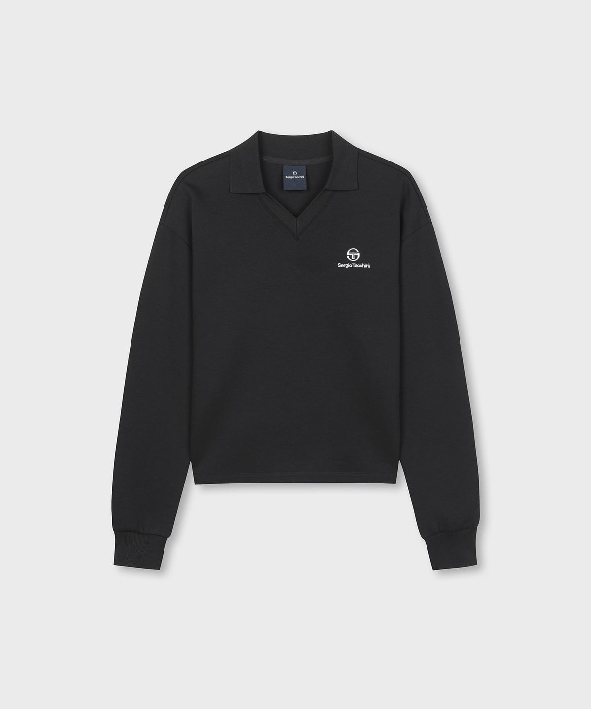 세르지오 타키니(SERGIO TACCHINI) W 쿠쉬라이트 브이넥 크롭 폴로 맨투맨 (Black)