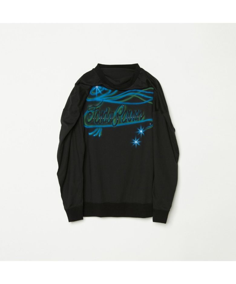 AIRBRUSHED LONG TEE - BLACK
