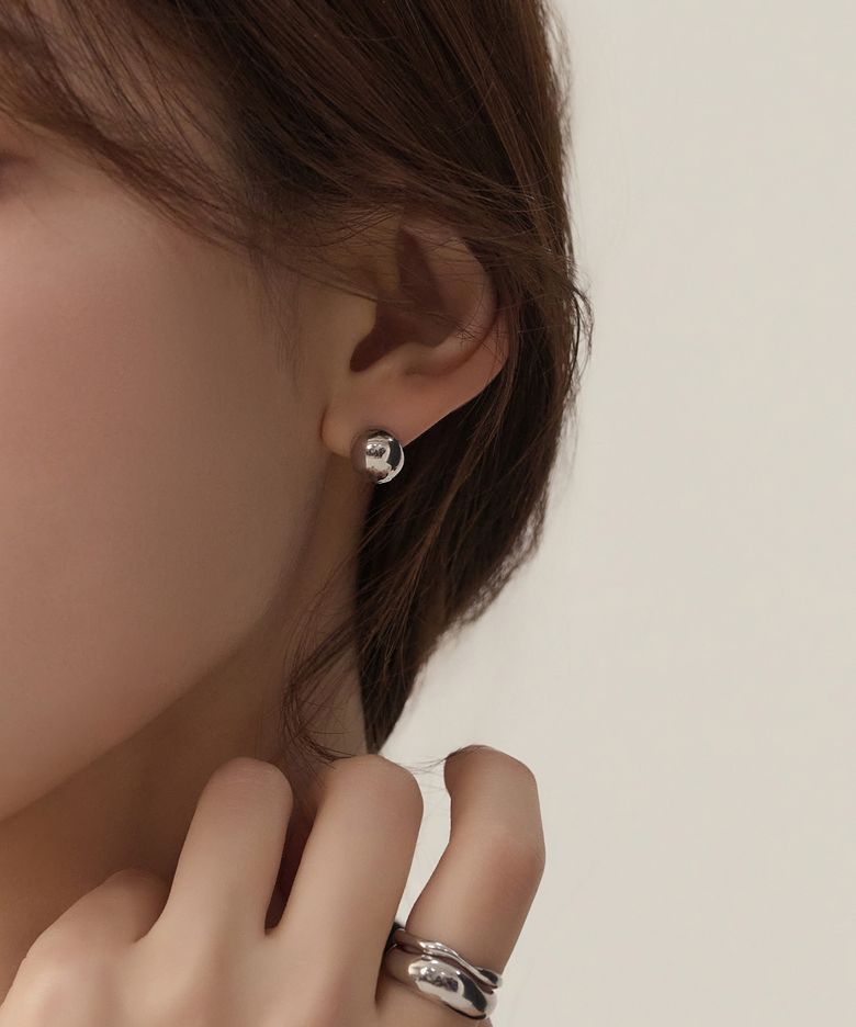 14KGF 라운드 볼 원터치 귀걸이