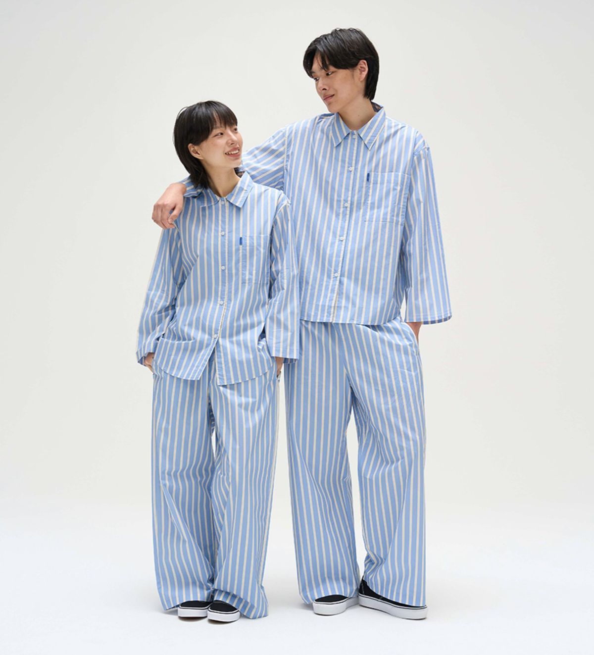 핀카(FINCA) BL107 클래식 홈웨어 파자마 셋업_블루 레이어 스트라이프 2SIZES (선물패키지포함)
