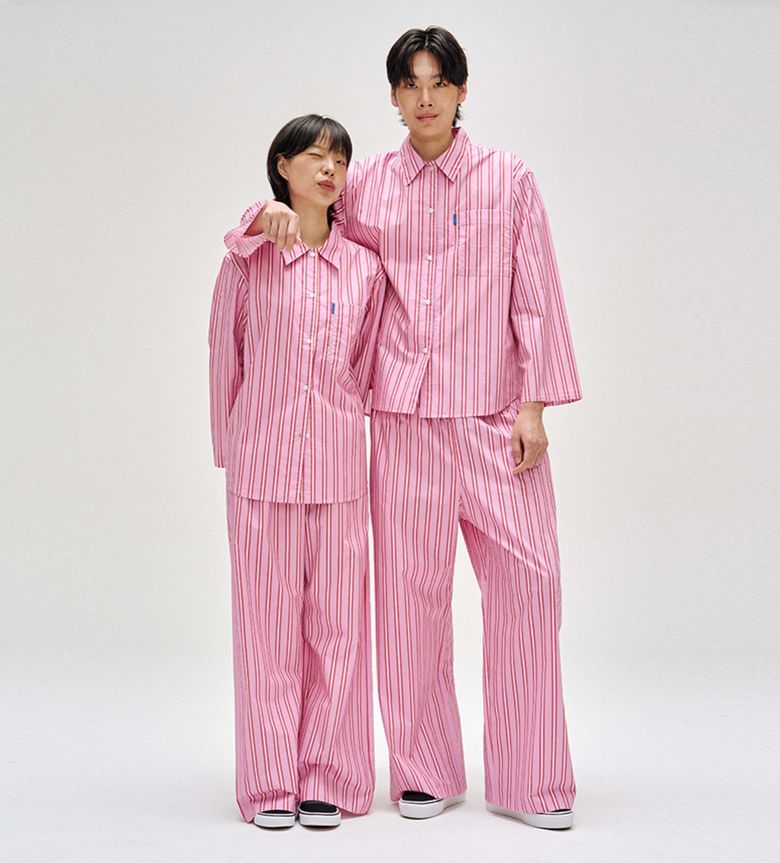 PK104 클래식 홈웨어 파자마 셋업_플럼 핑크 스트라이프 2SIZES (선물패키지포함)