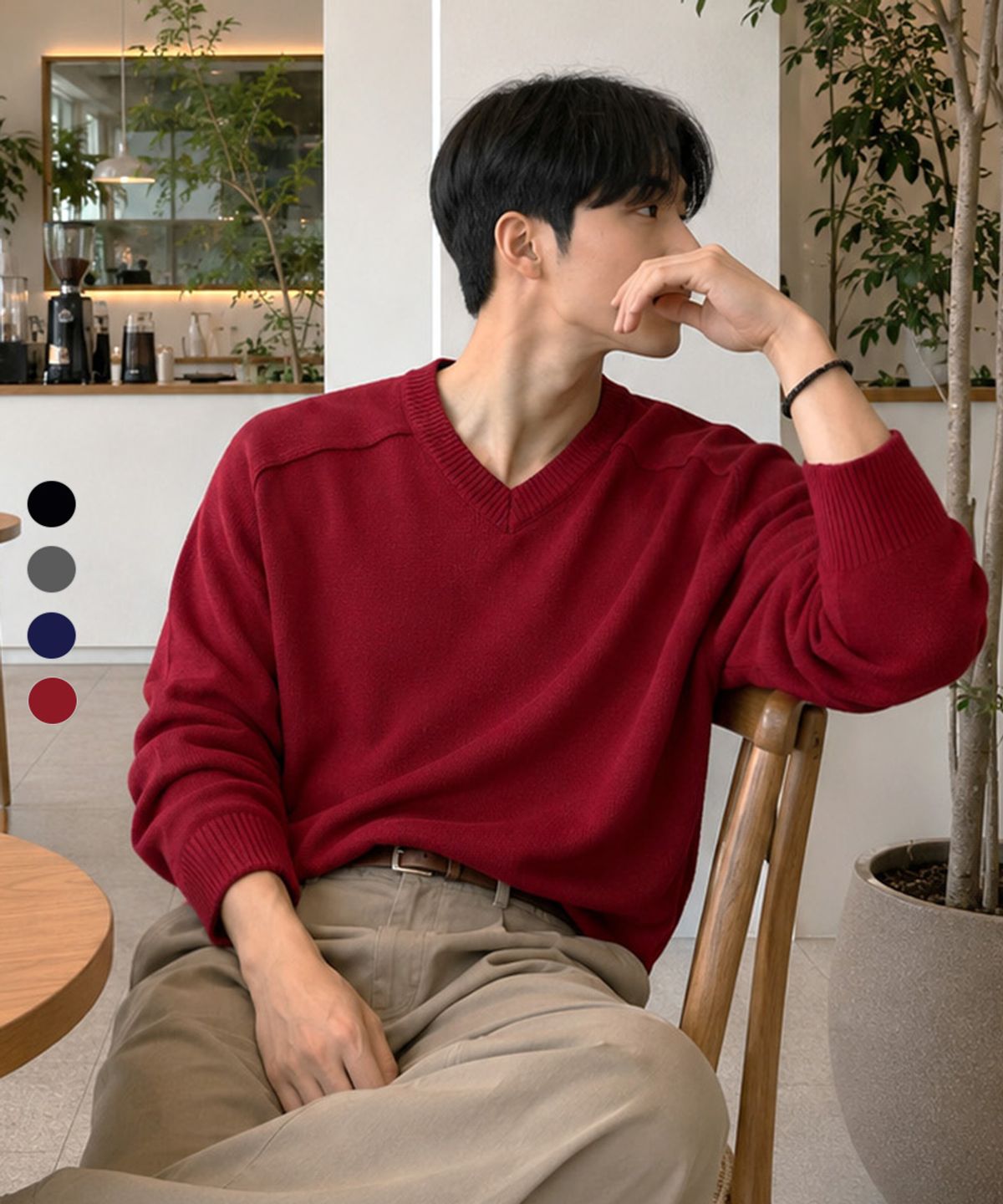 엑스오엑스(XOX) 데일리 코튼 브이넥 니트(4color)