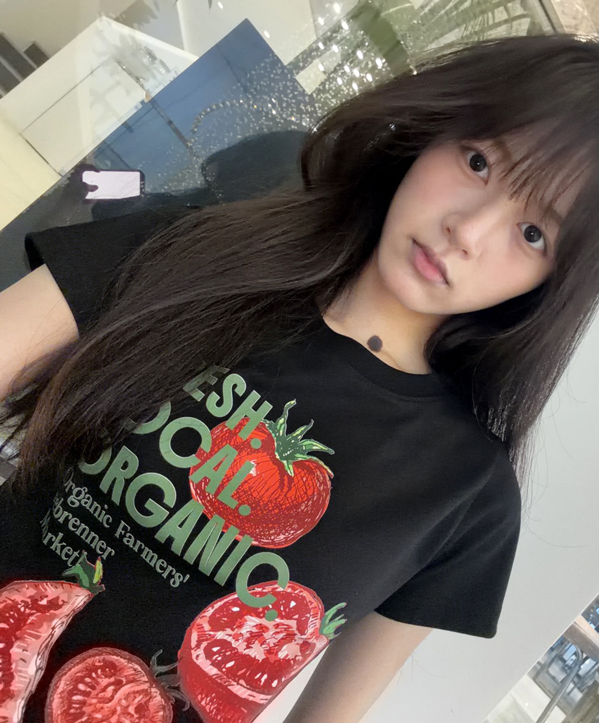 리브레너(REBRENNER) DTF 로컬 오가닉 쿨코튼 우먼즈 크롭 반팔티셔츠 블랙
