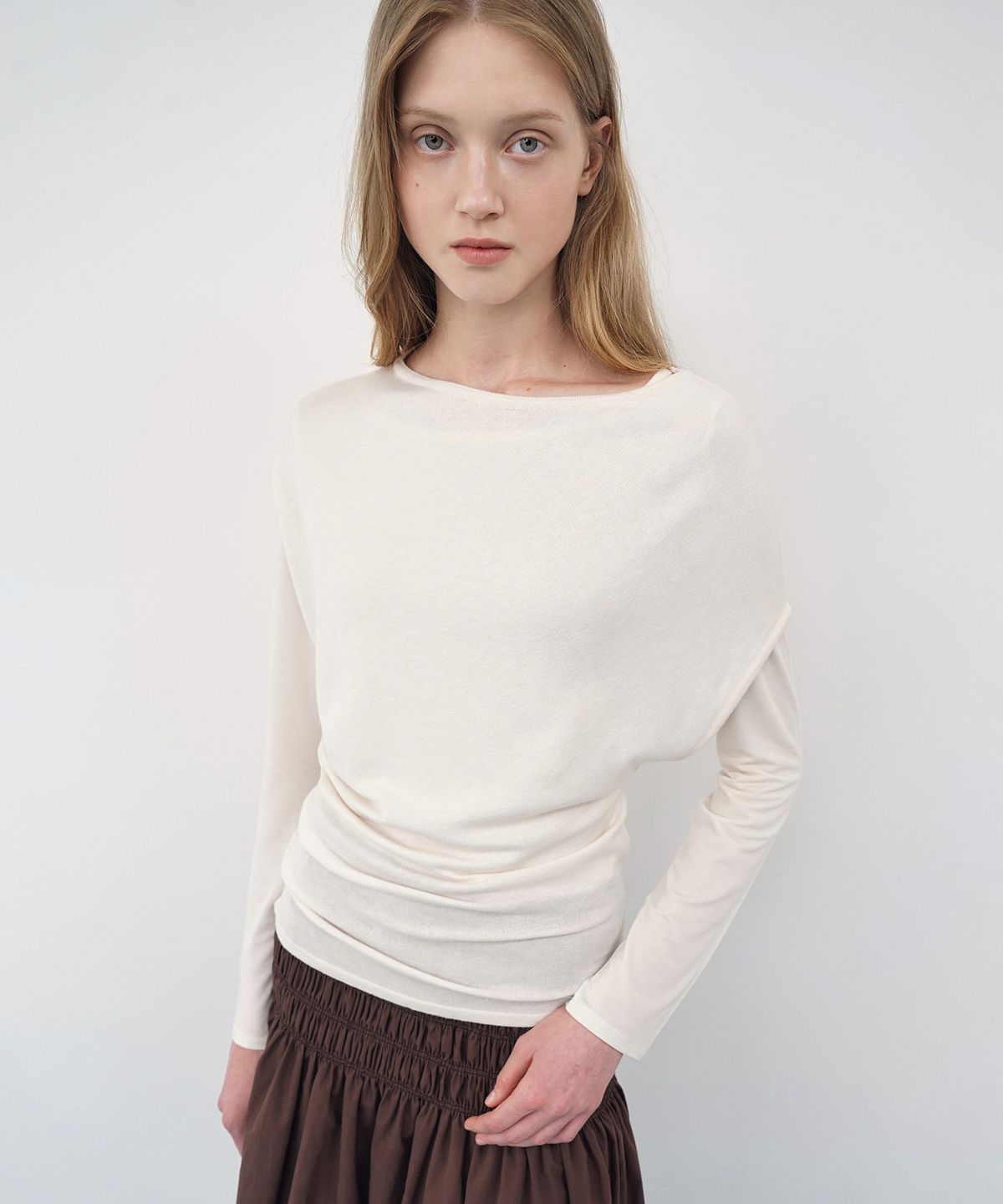 튜드먼트(TTUDEMENT) DRAPE KNIT PULLOVER_CREAM