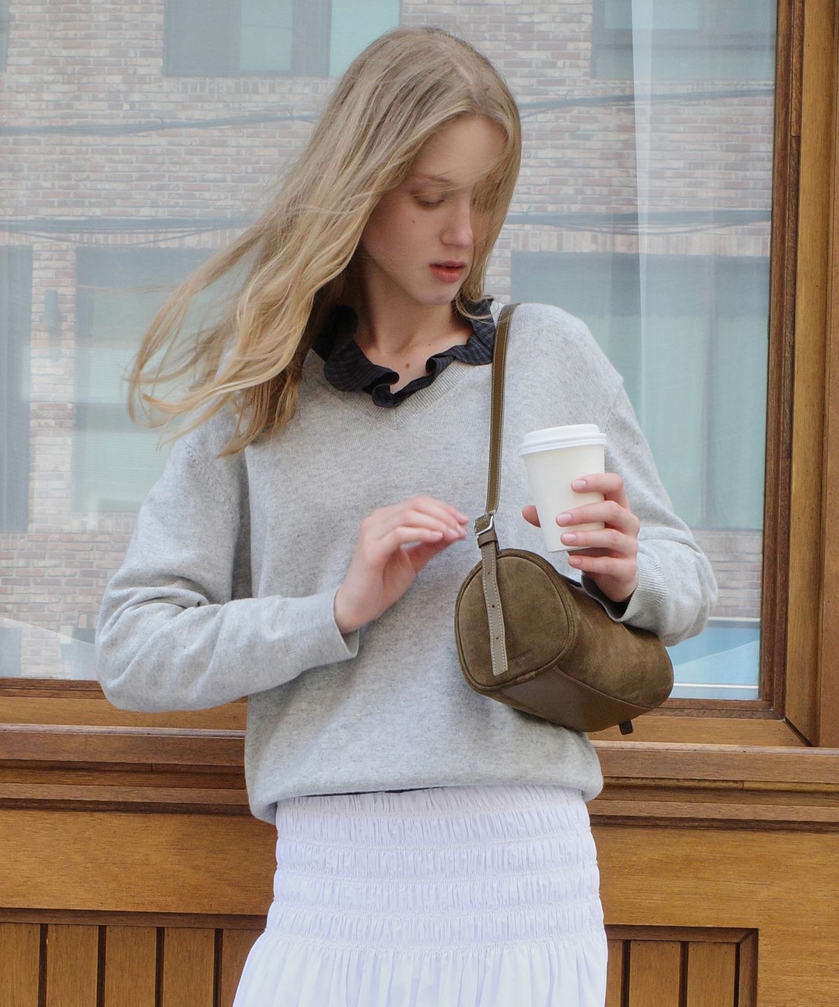 튜드먼트(TTUDEMENT) TWO-WAY SHOULDER MINI BAG_KHAKI