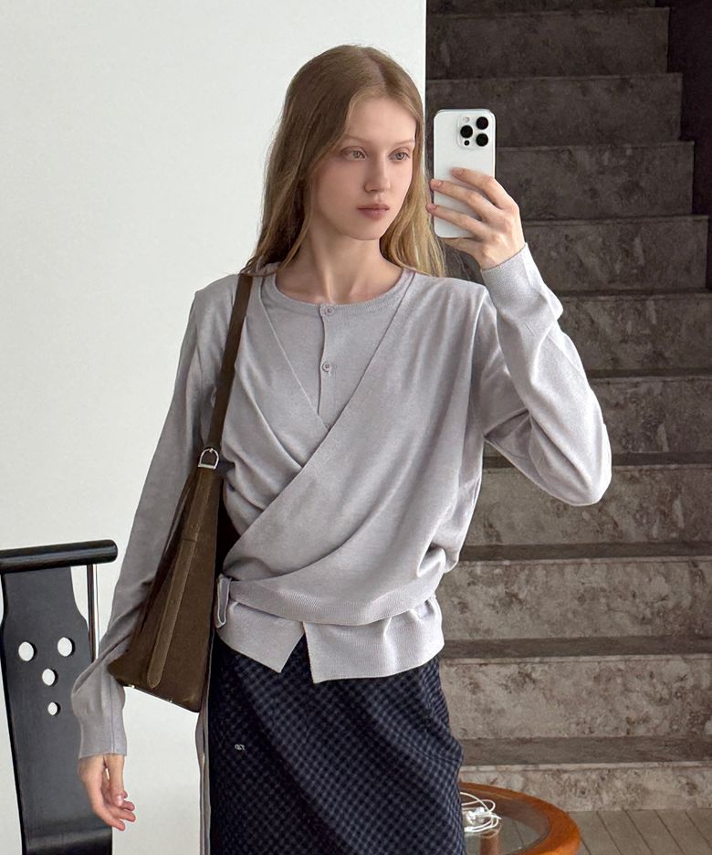 [브랜드위크 20%쿠폰] WRAP LAYERED CARDIGAN_LAVENDER