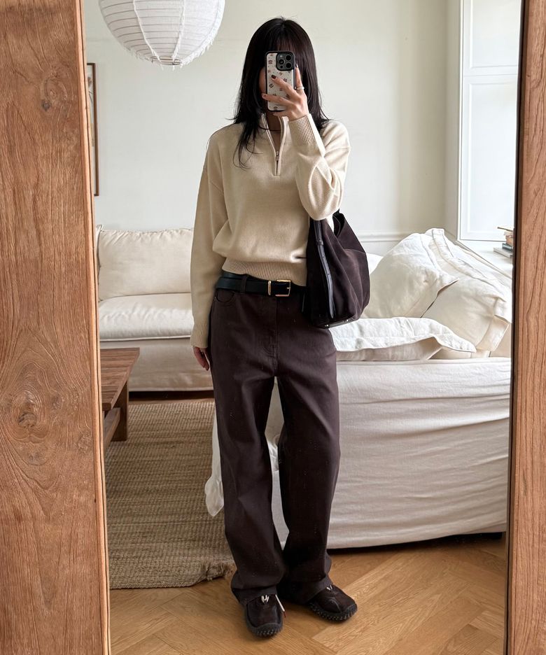 [브랜드위크 20%쿠폰] COTTON TWILL WIDE PANTS_BROWN