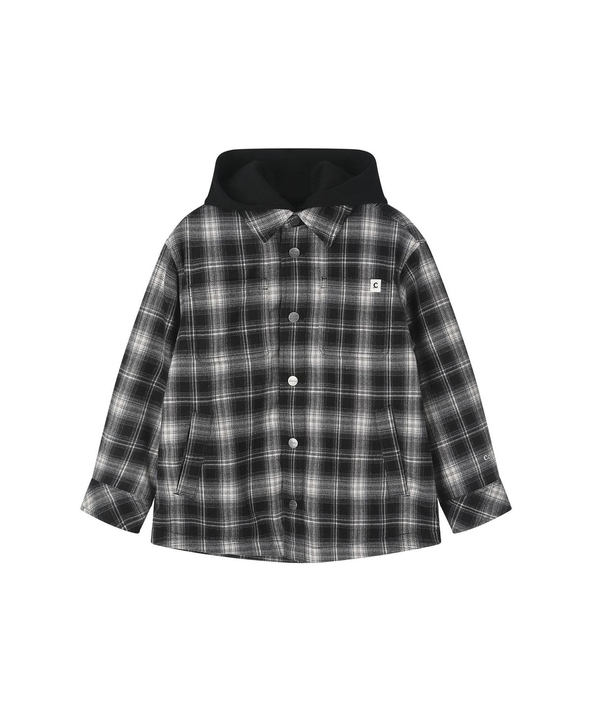 커버낫 키즈(COVERNAT KIDS) 체크 후드 퀼팅 점퍼 블랙 CK2603JU54BK