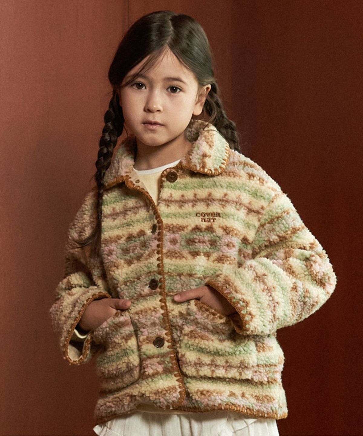 커버낫 키즈(COVERNAT KIDS) 라운드 카라 쉐르파 자켓 베이지 CK2603JK70BE