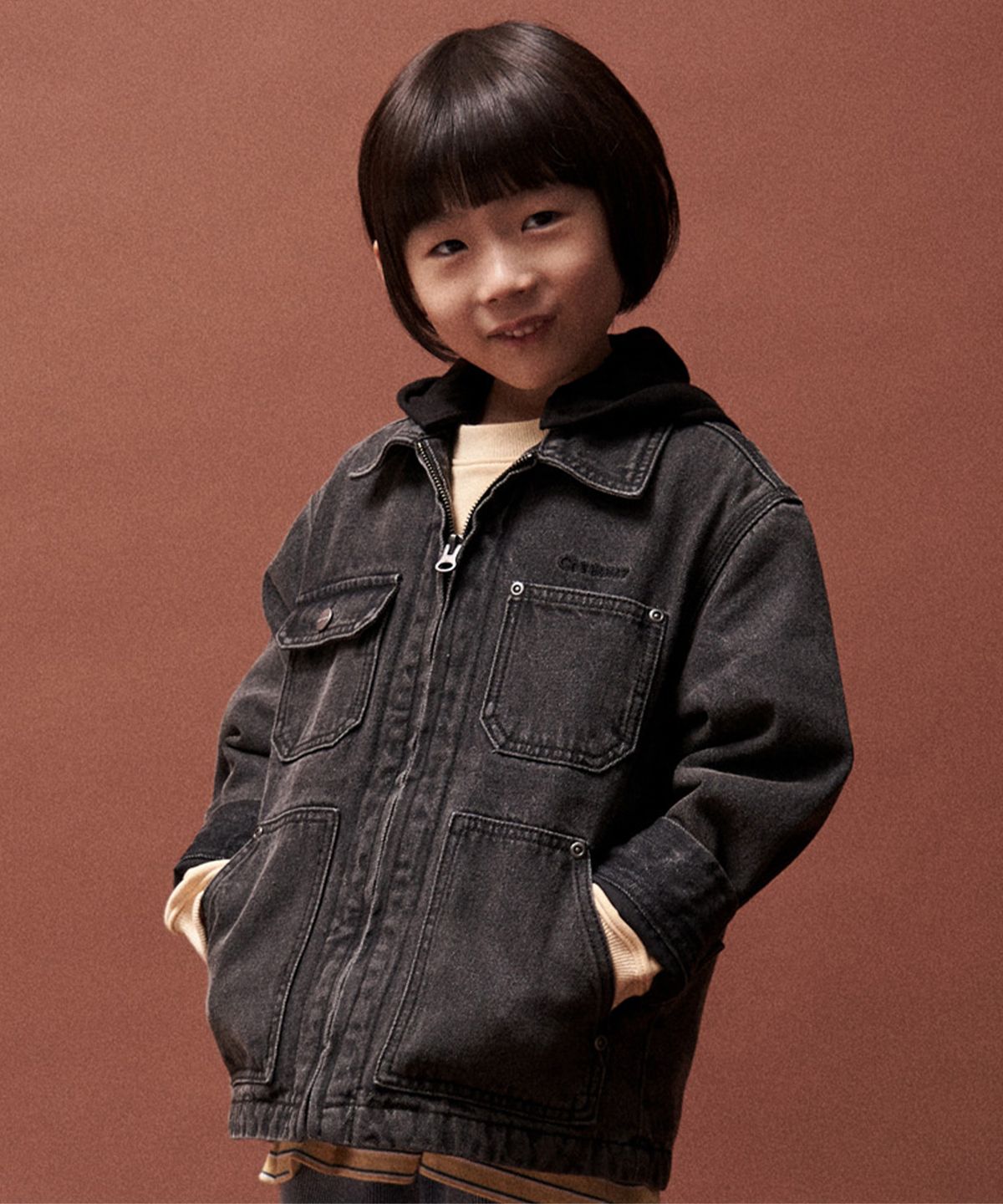 커버낫 키즈(COVERNAT KIDS) 후드 데님자켓 다크그레이 CK2603IJ26DG