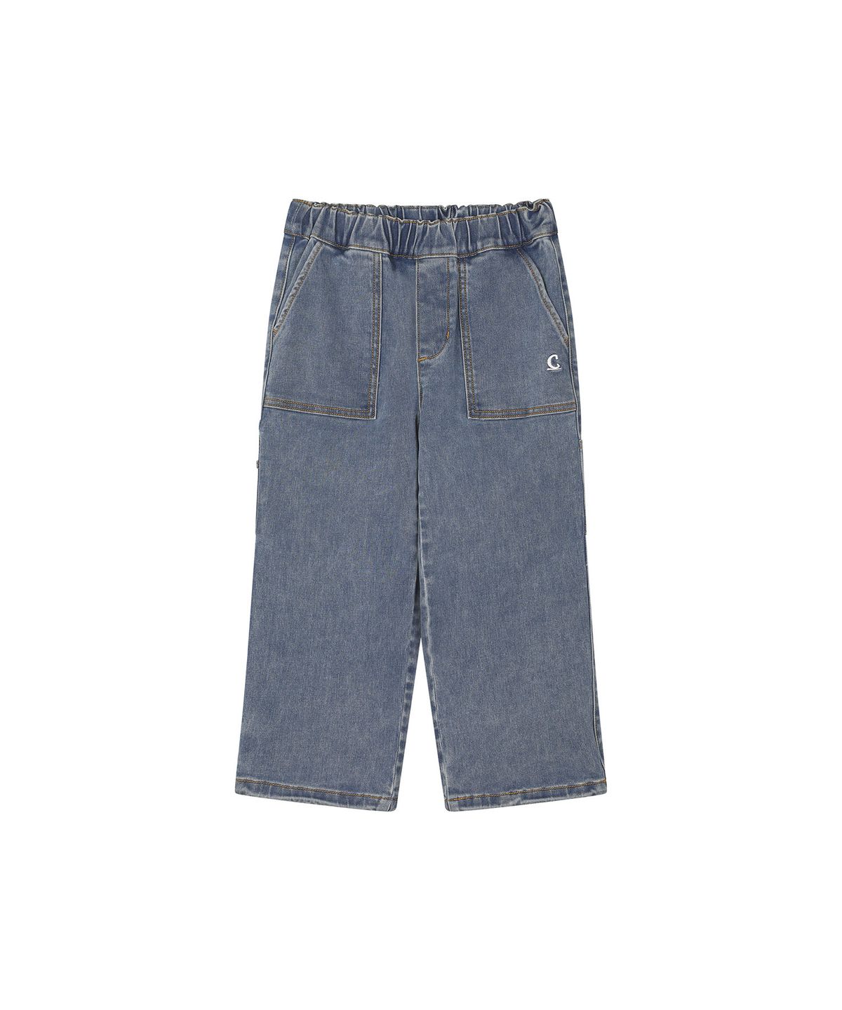 커버낫 키즈(COVERNAT KIDS) 아웃포켓 와이드 스트레이트 데님저지 팬츠 블루 CK2603JP45BL