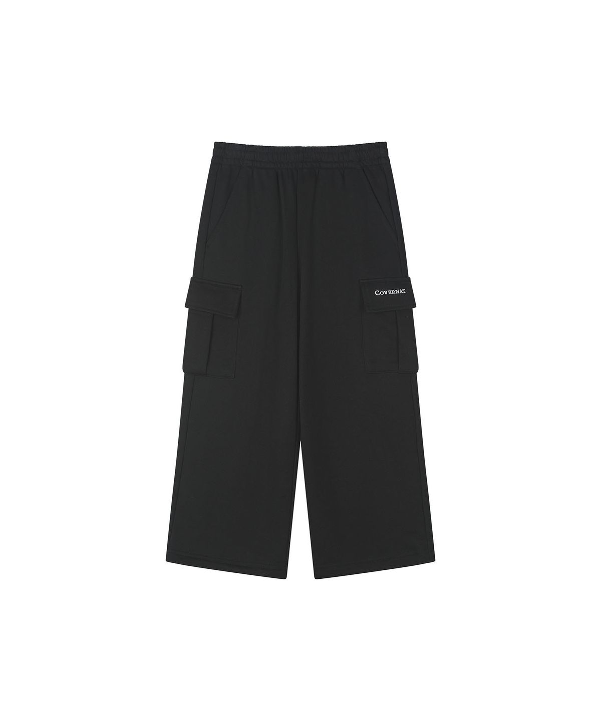 커버낫 키즈(COVERNAT KIDS) 카고 와이드 테이퍼드 저지 팬츠 블랙 CK2603JP44BK