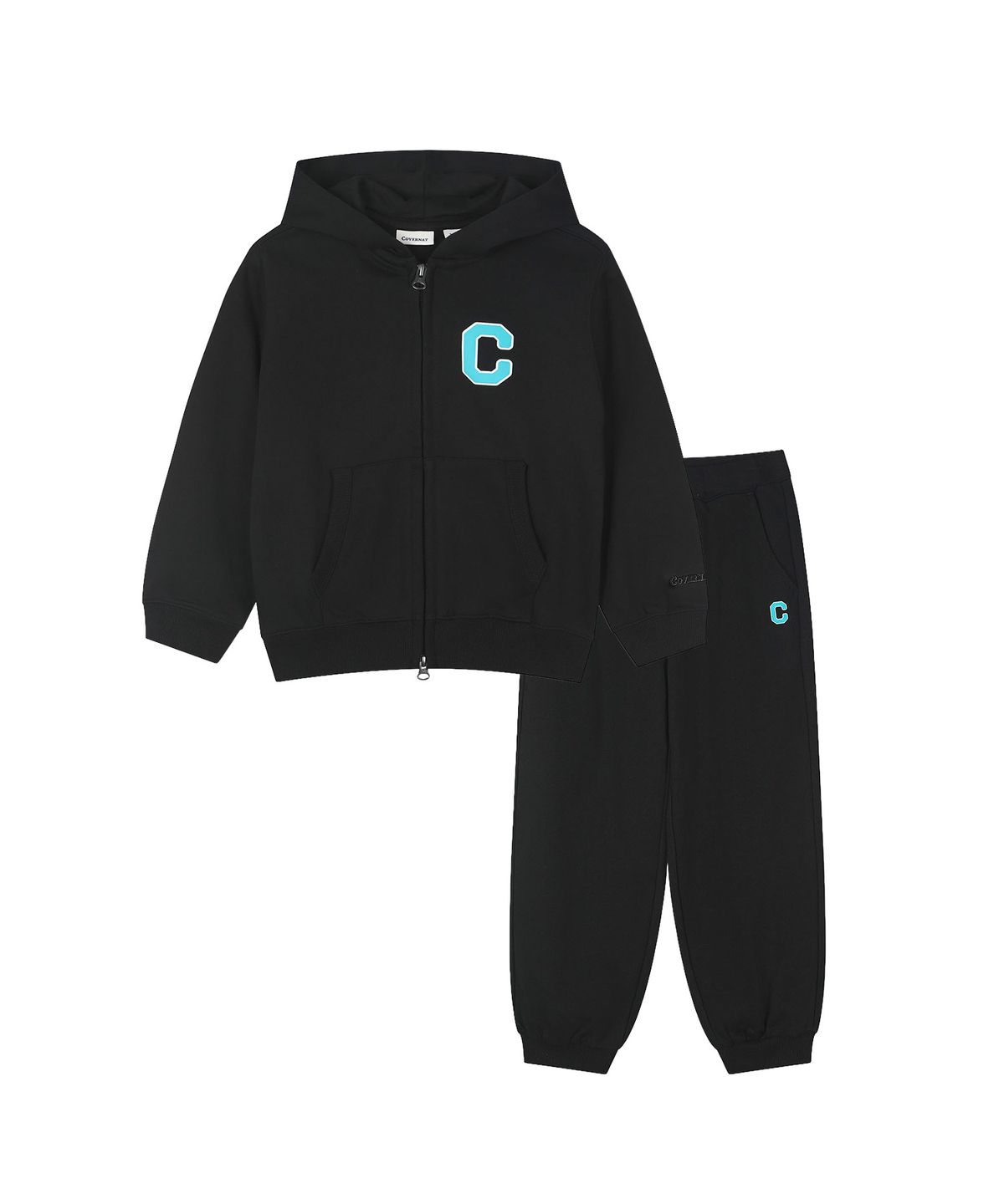 커버낫 키즈(COVERNAT KIDS) C로고 레귤러핏 후드집업 커버셋 블랙 CK2603SU03BK