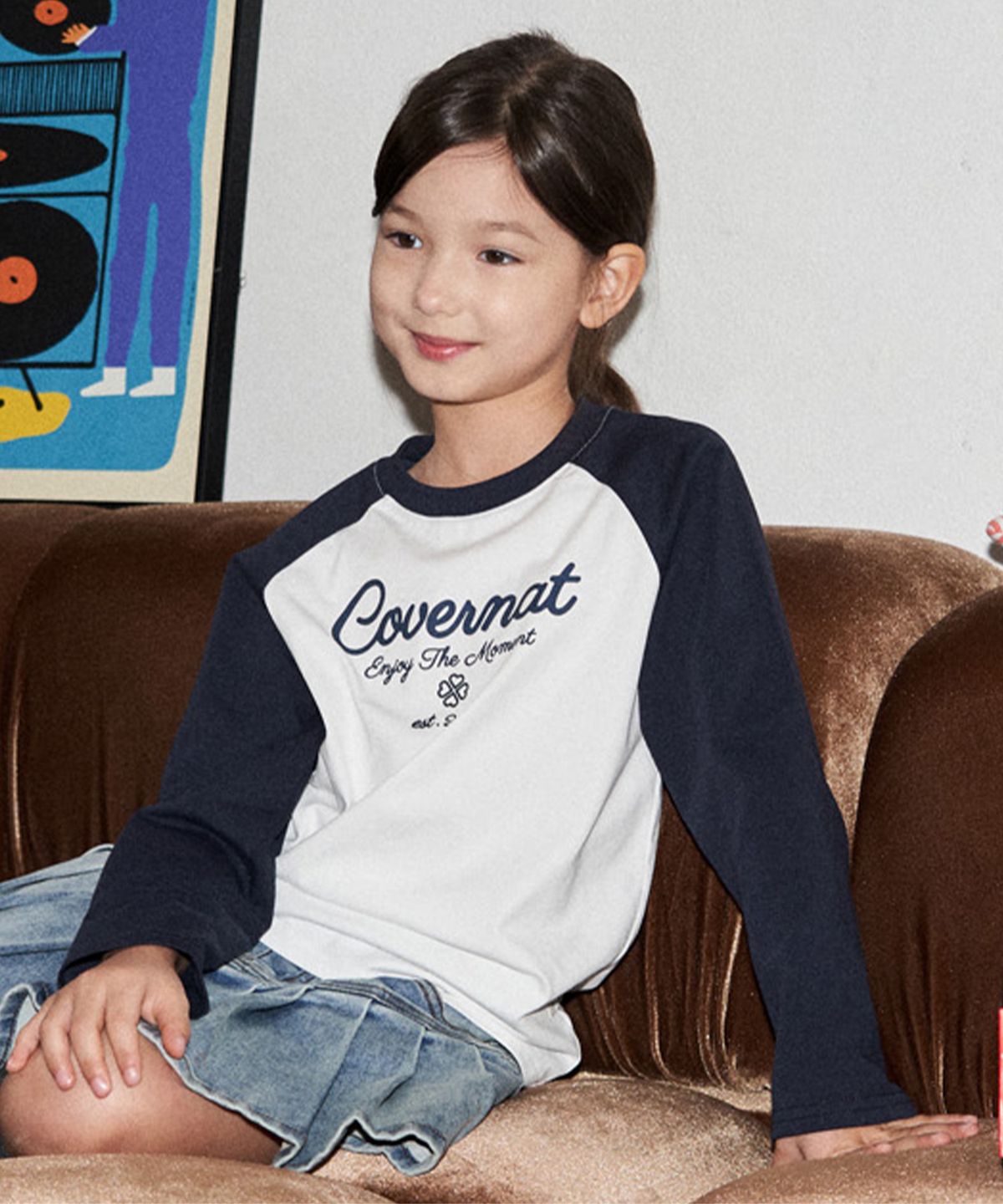 커버낫 키즈(COVERNAT KIDS) 그래픽 래글런 티셔츠 네이비 CK2603LT67NA