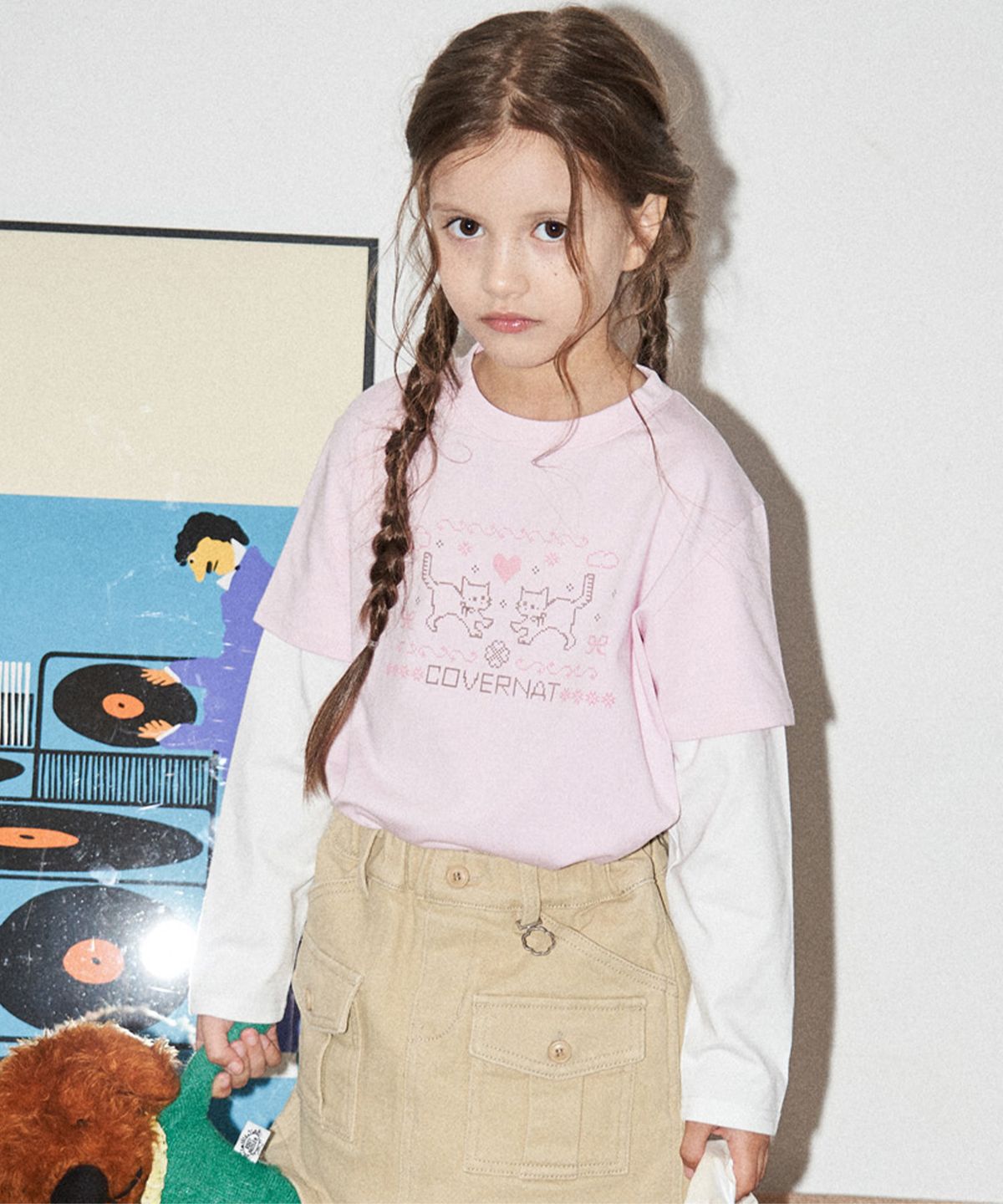 커버낫 키즈(COVERNAT KIDS) 러블리캣 레이어드 티셔츠 핑크 CK2603LT63PI