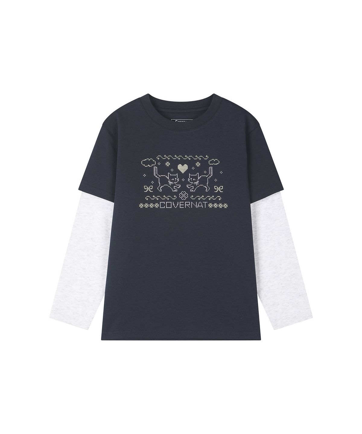 커버낫 키즈(COVERNAT KIDS) 러블리캣 레이어드 티셔츠 네이비 CK2603LT63NA