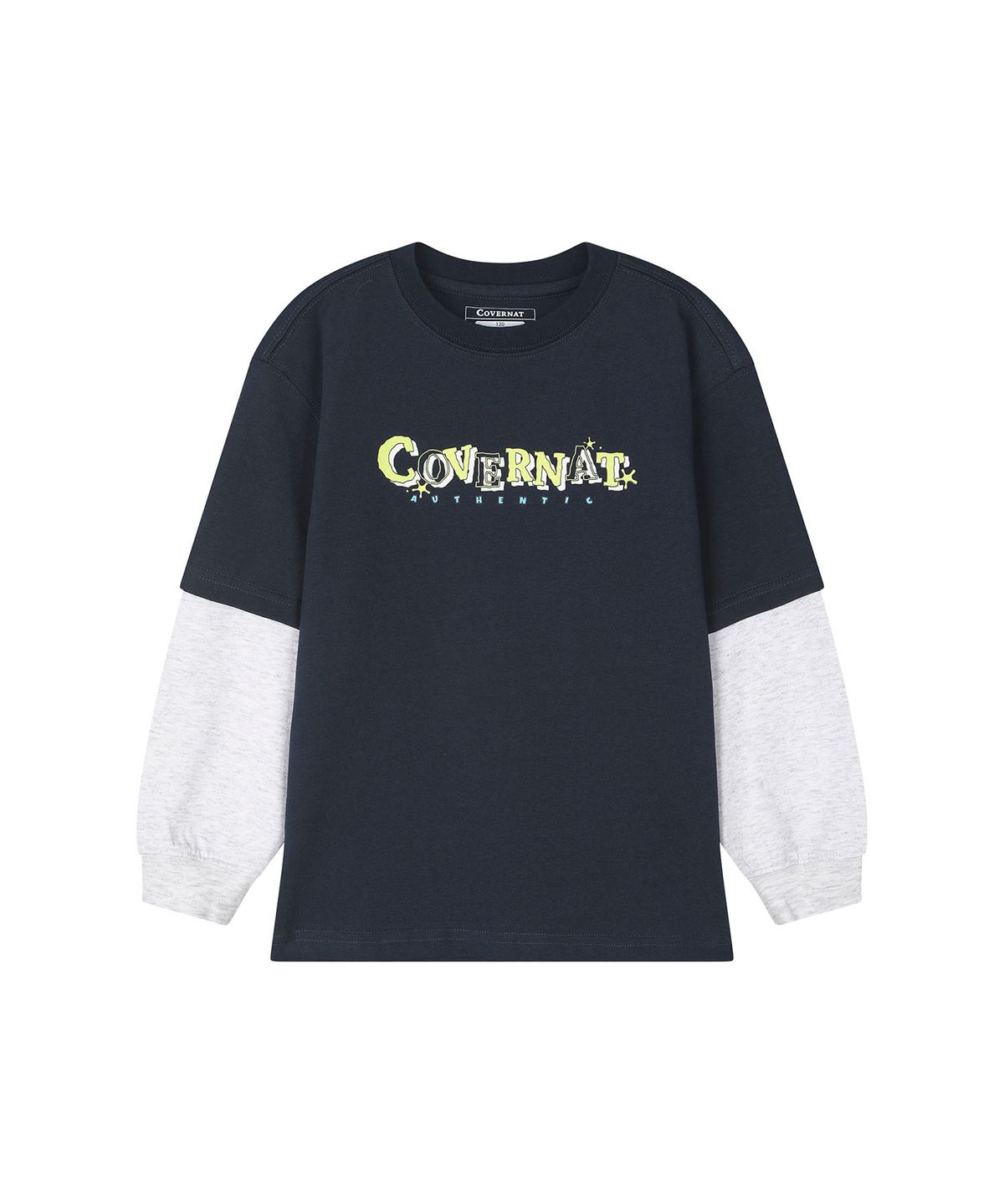커버낫 키즈(COVERNAT KIDS) 스케치 레이어드 오버핏 티셔츠 네이비 CK2603LT13NA