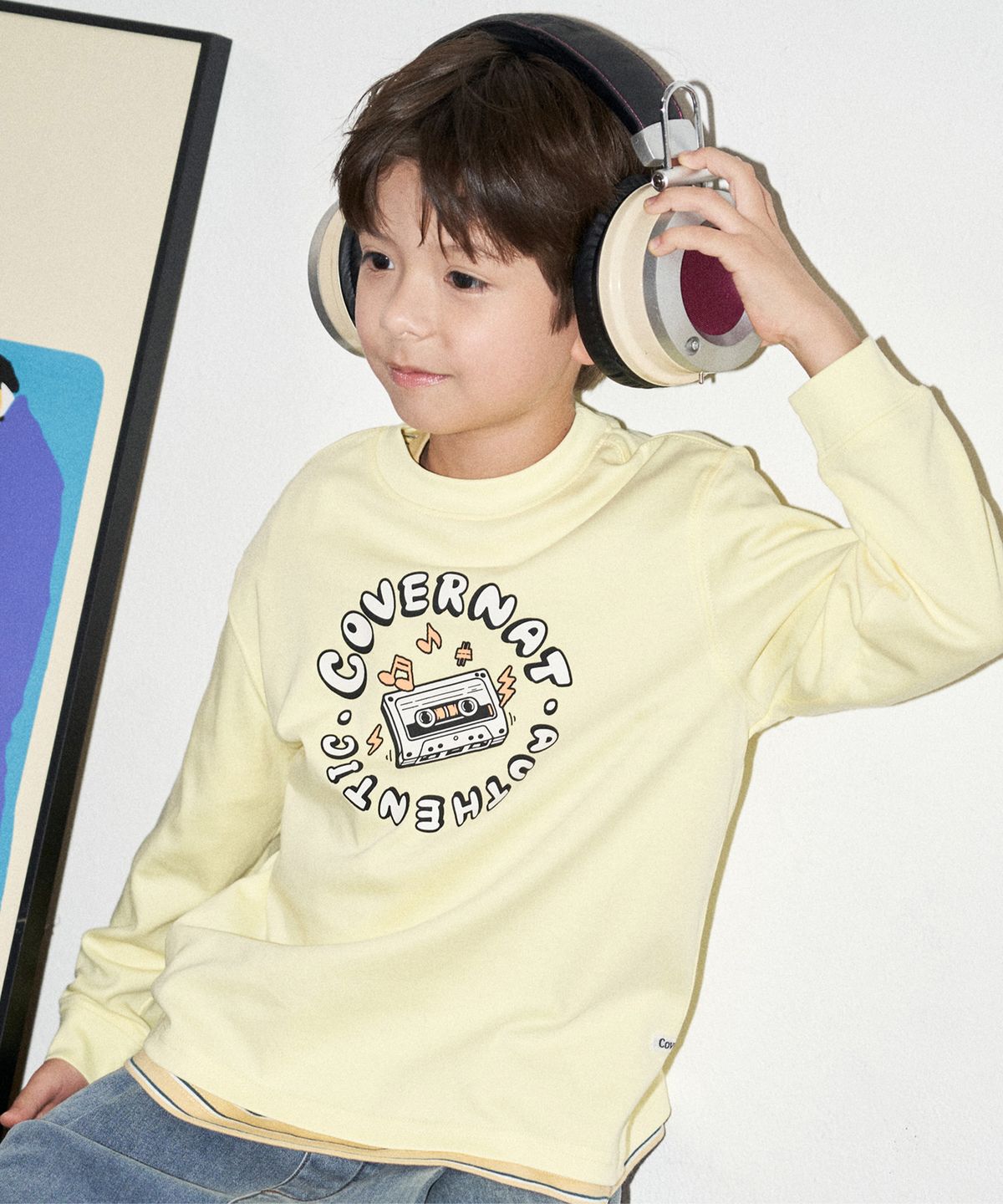 커버낫 키즈(COVERNAT KIDS) 사운드 바운스로고 레귤러핏 티셔츠 라임 CK2603LT09LI