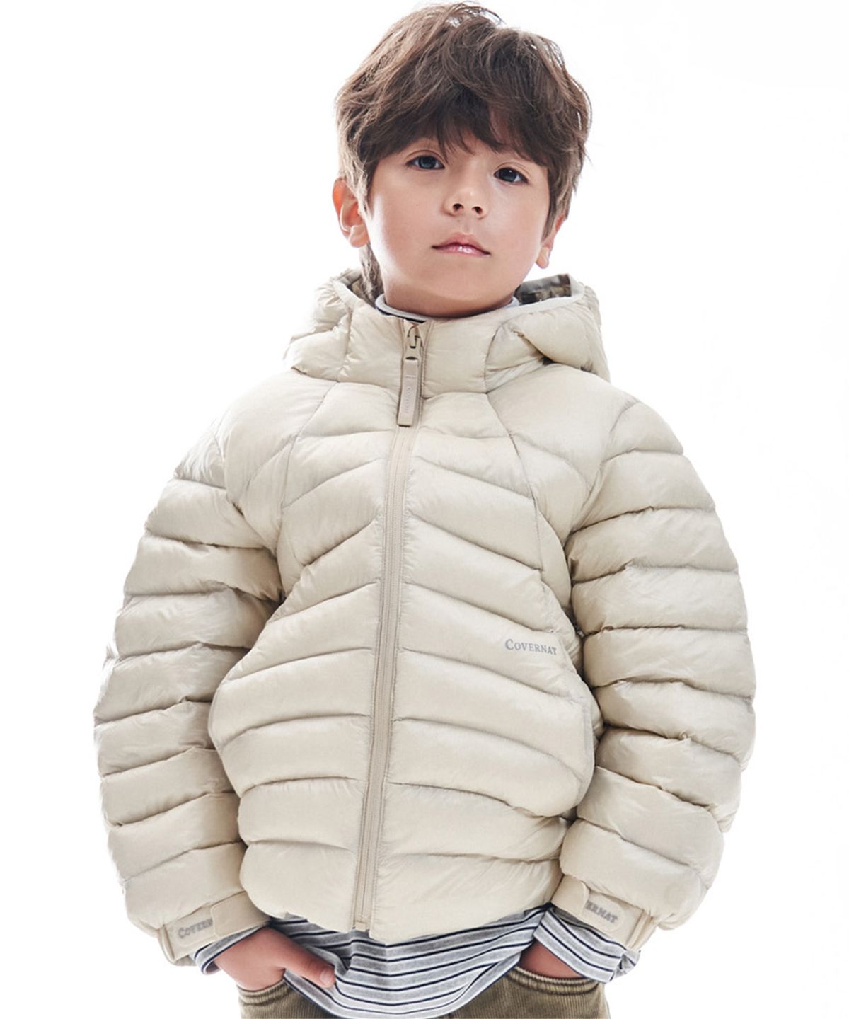 커버낫 키즈(COVERNAT KIDS) 커버라이트 후드 경량 점퍼 아이보리 CK2604JU10IV