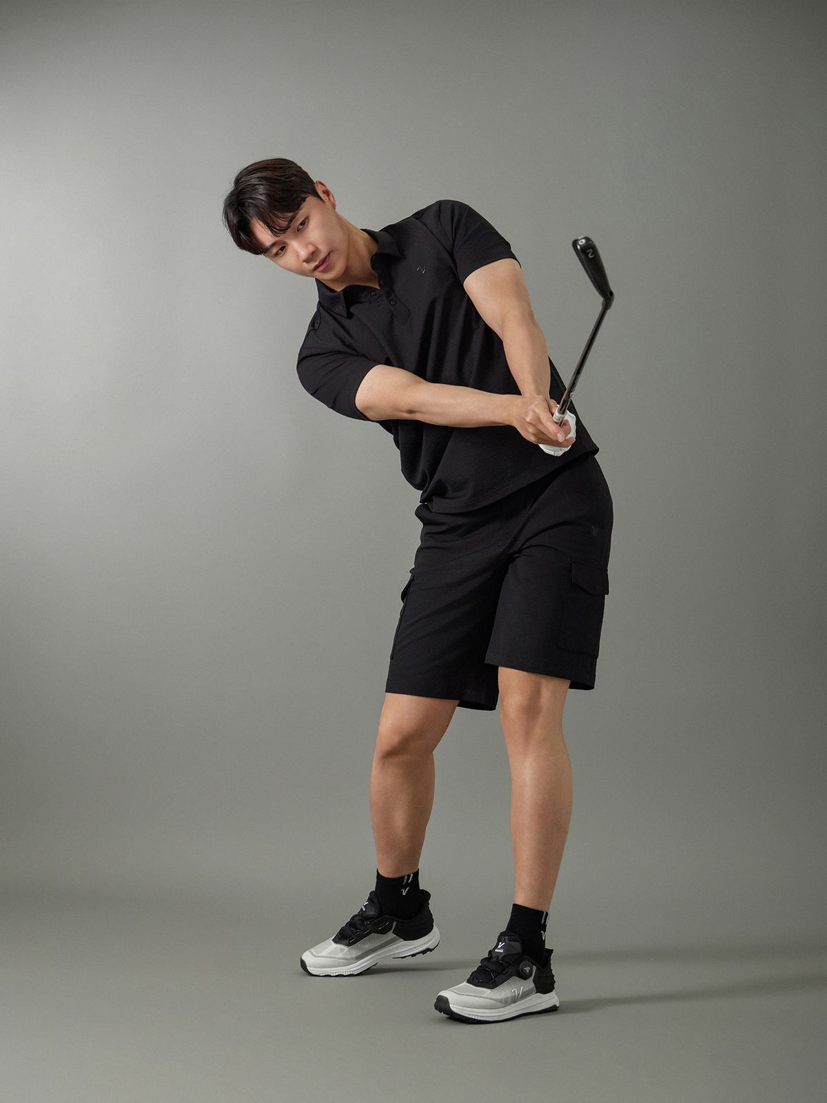 볼빅 골프웨어(VOLVIK GOLFWEAR) 남성 [STD]아웃포켓 써커 SET UP 하프팬츠 VMHPQ491_BK